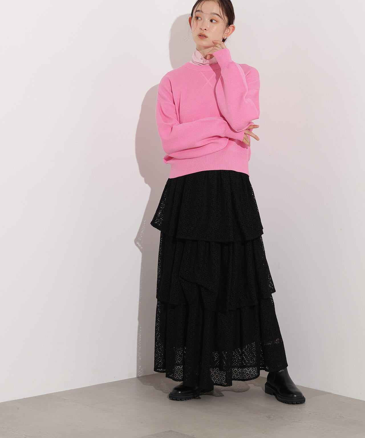 スウェットライクニットプルオーバー