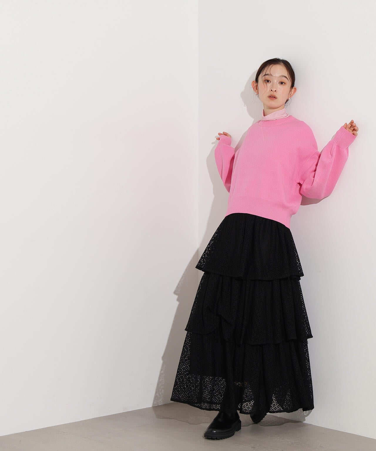 スウェットライクニットプルオーバー