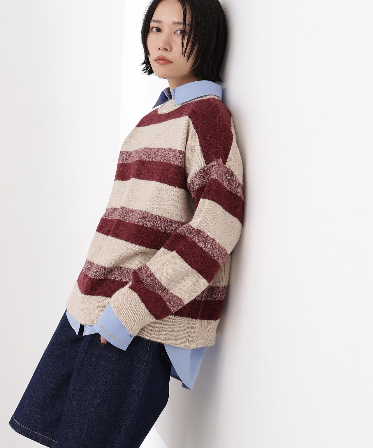 ヘアリーボーダーニット