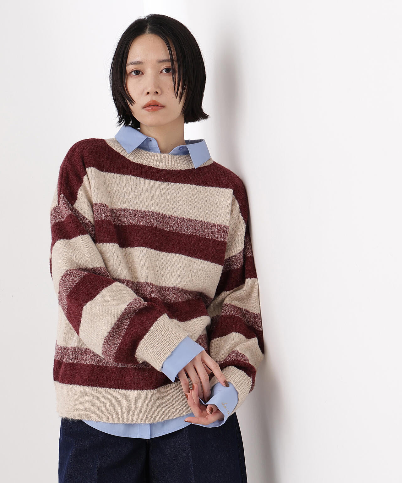 ヘアリーボーダーニット