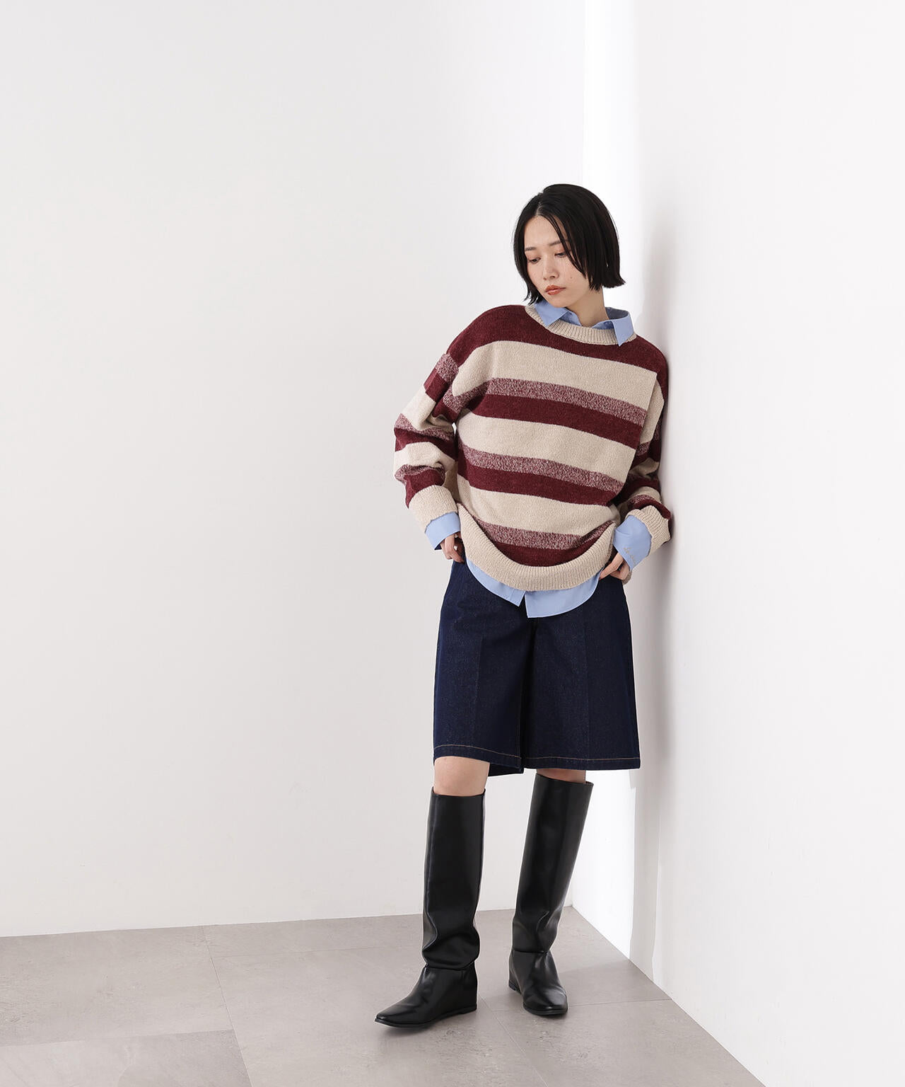 ヘアリーボーダーニット