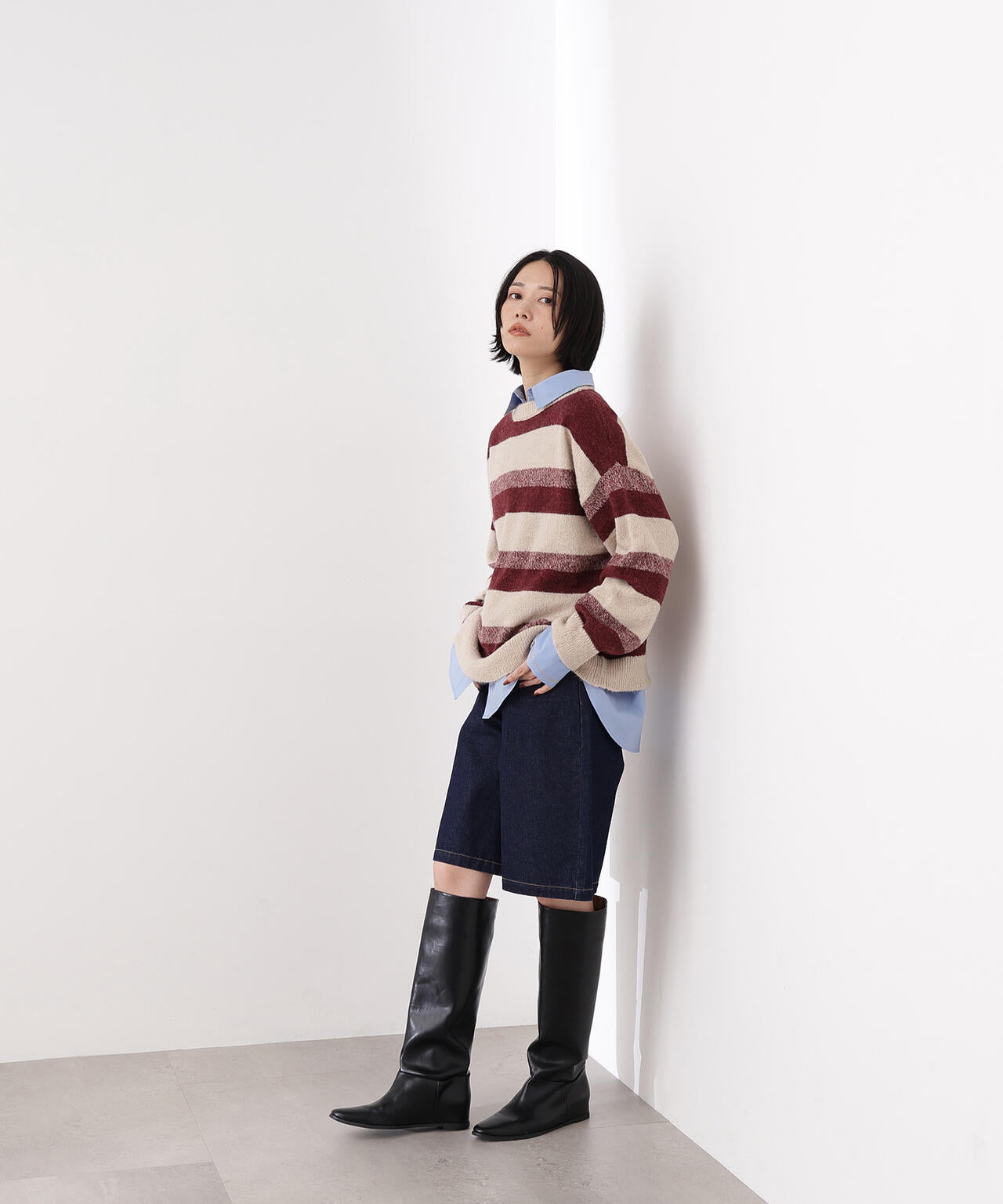 ヘアリーボーダーニット