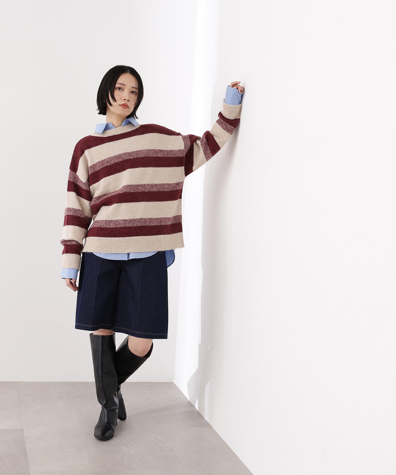 ヘアリーボーダーニット