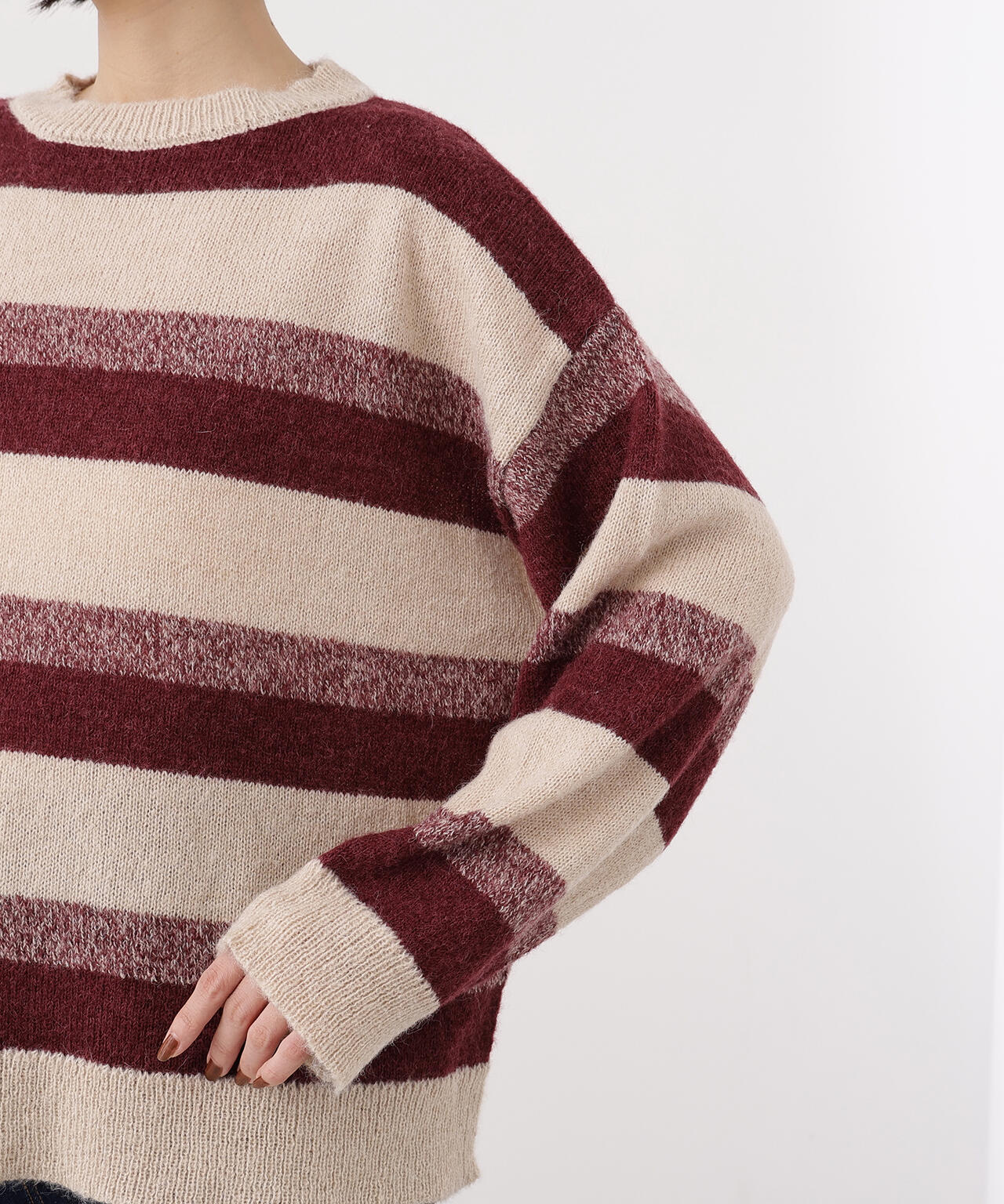 ヘアリーボーダーニット