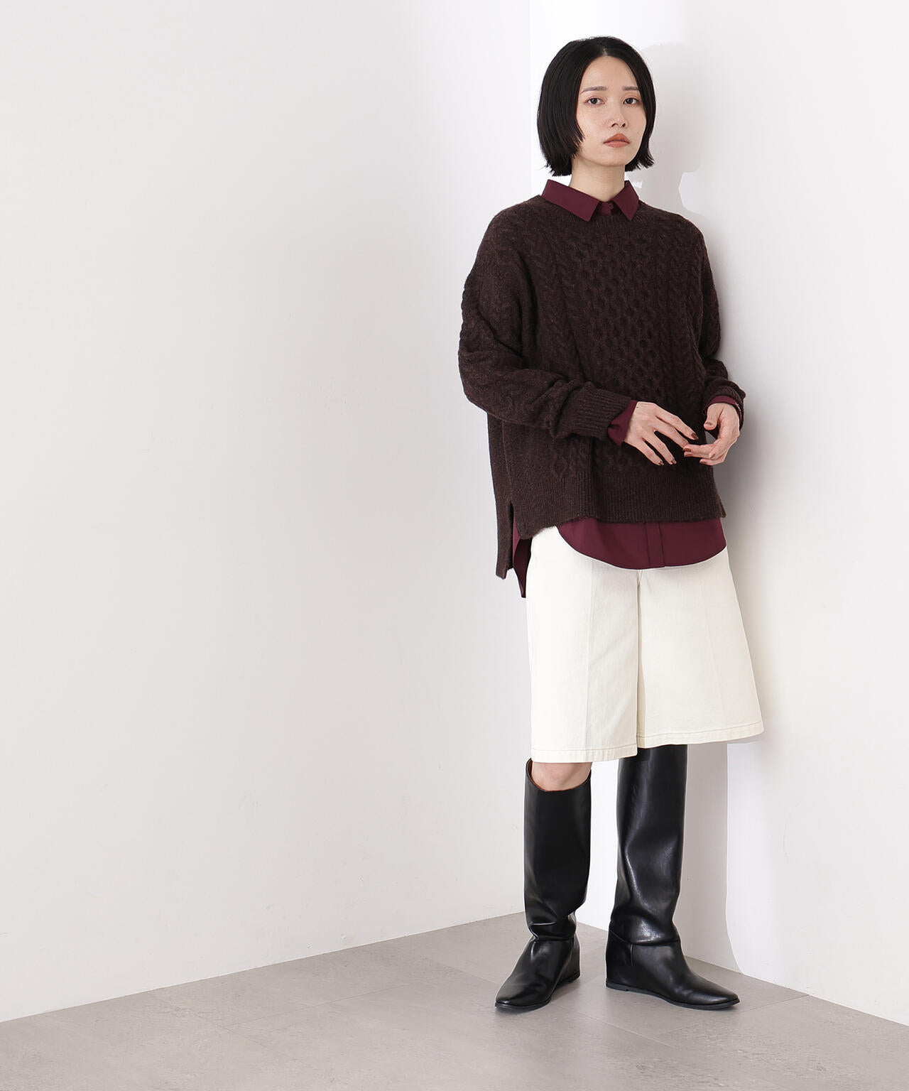 ベーシックケーブルニット