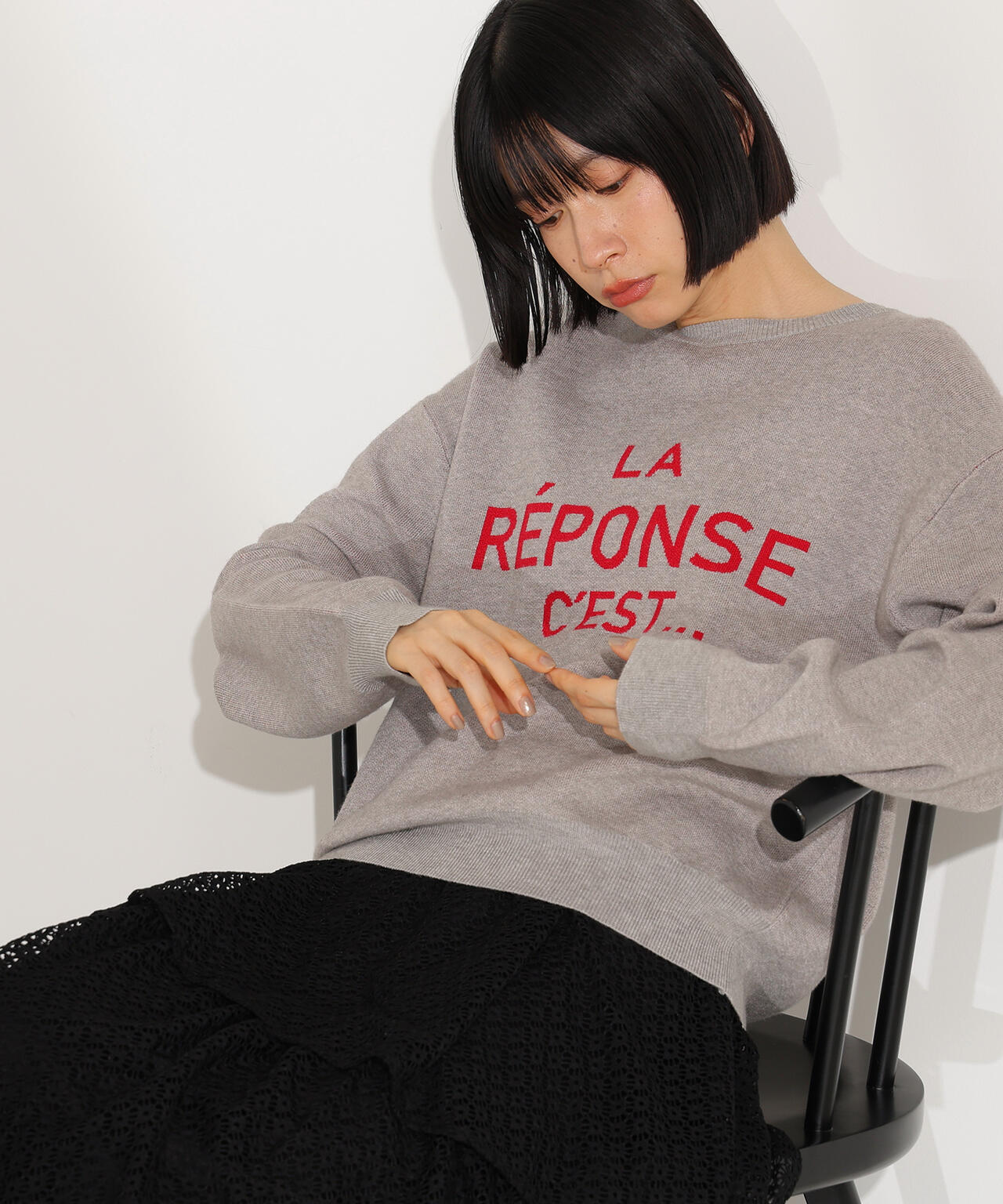 フレンチロゴジャガードニット