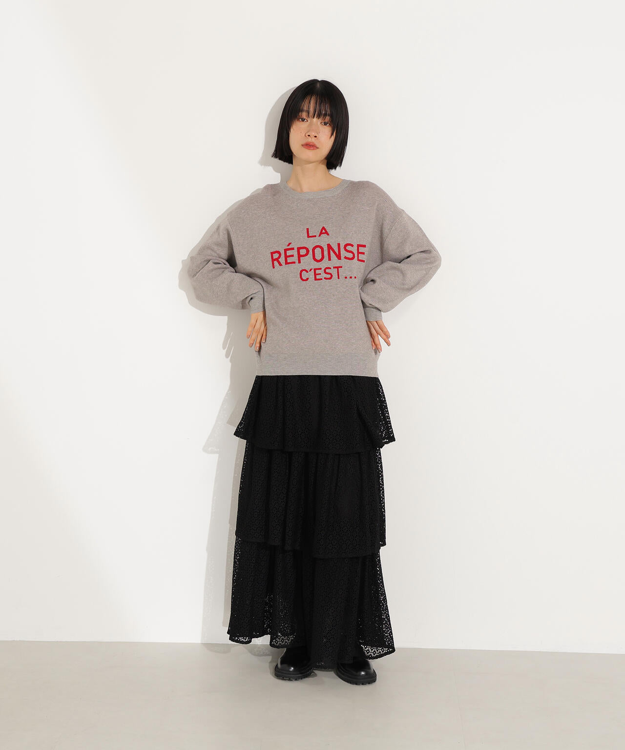 フレンチロゴジャガードニット