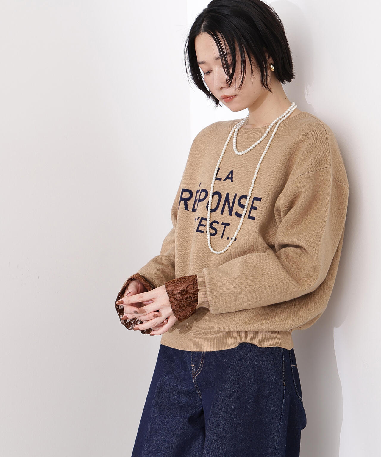 フレンチロゴジャガードニット