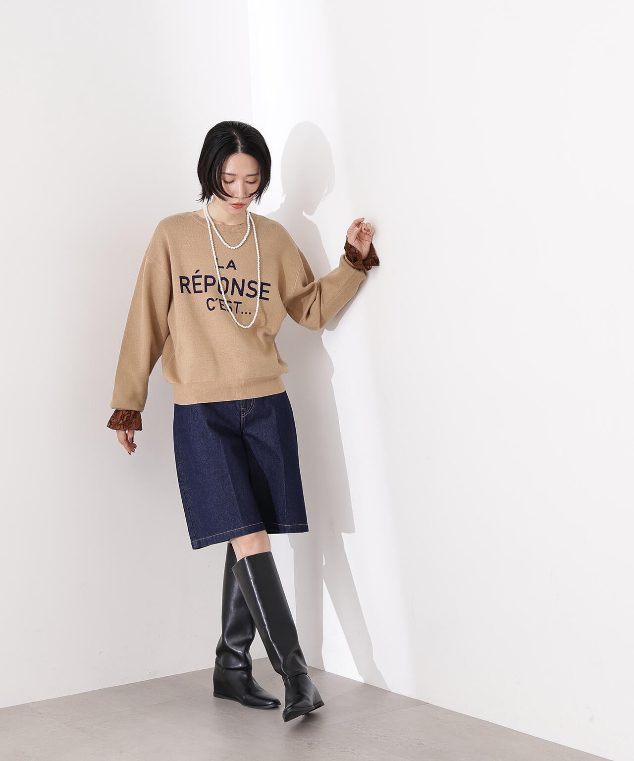 フレンチロゴジャガードニット