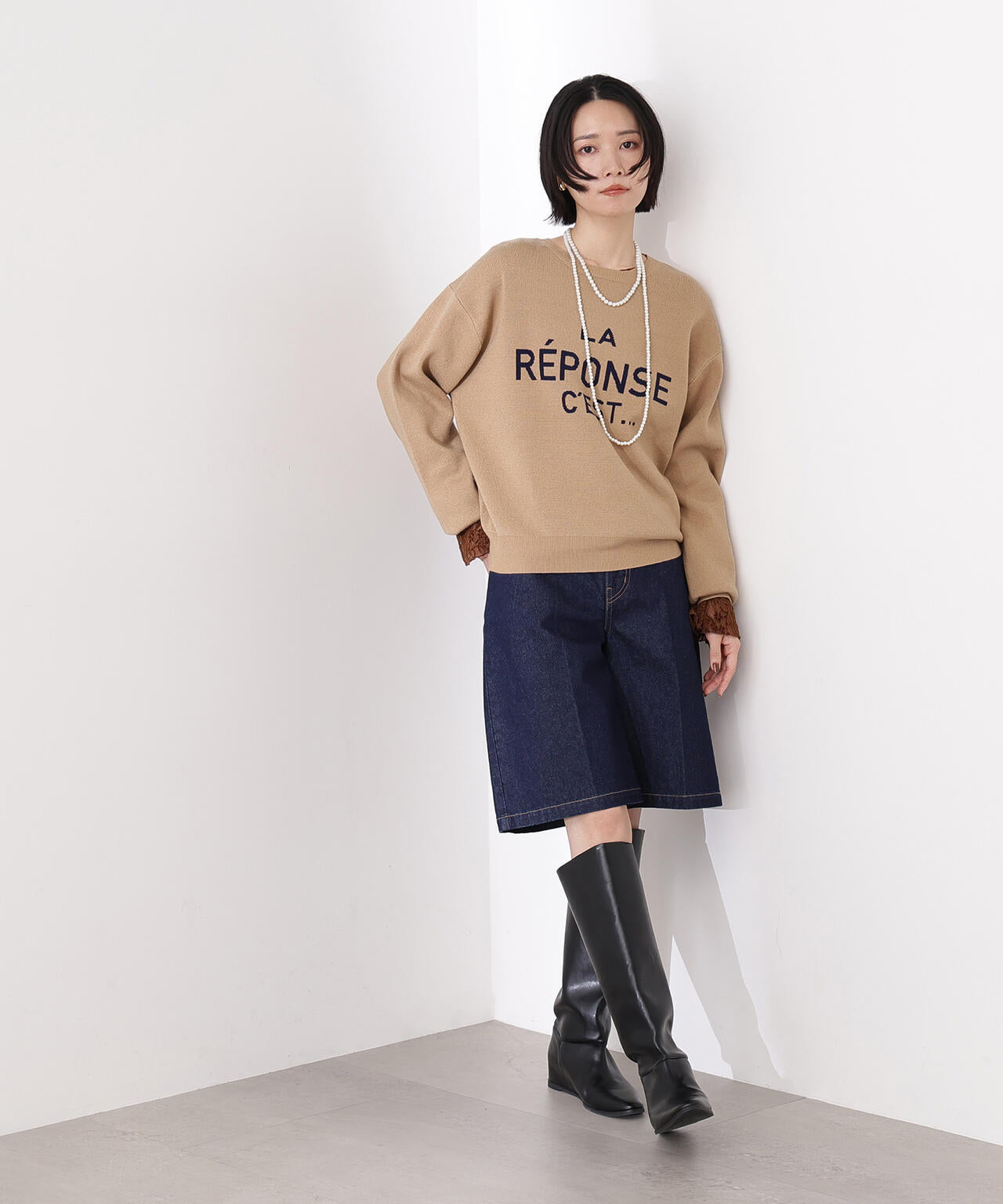 フレンチロゴジャガードニット