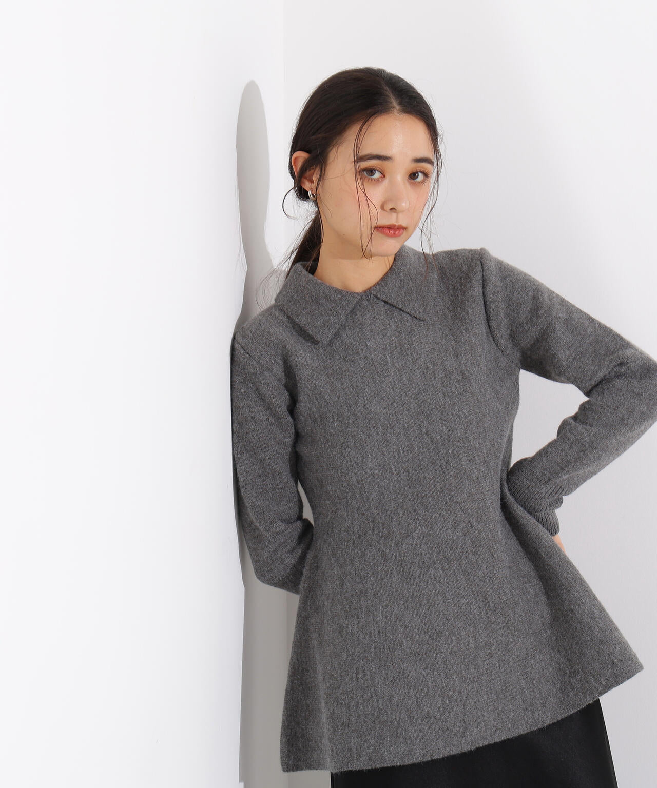 襟付きペプラムニット | N. Natural Beauty Basic*（エヌ ナチュラル