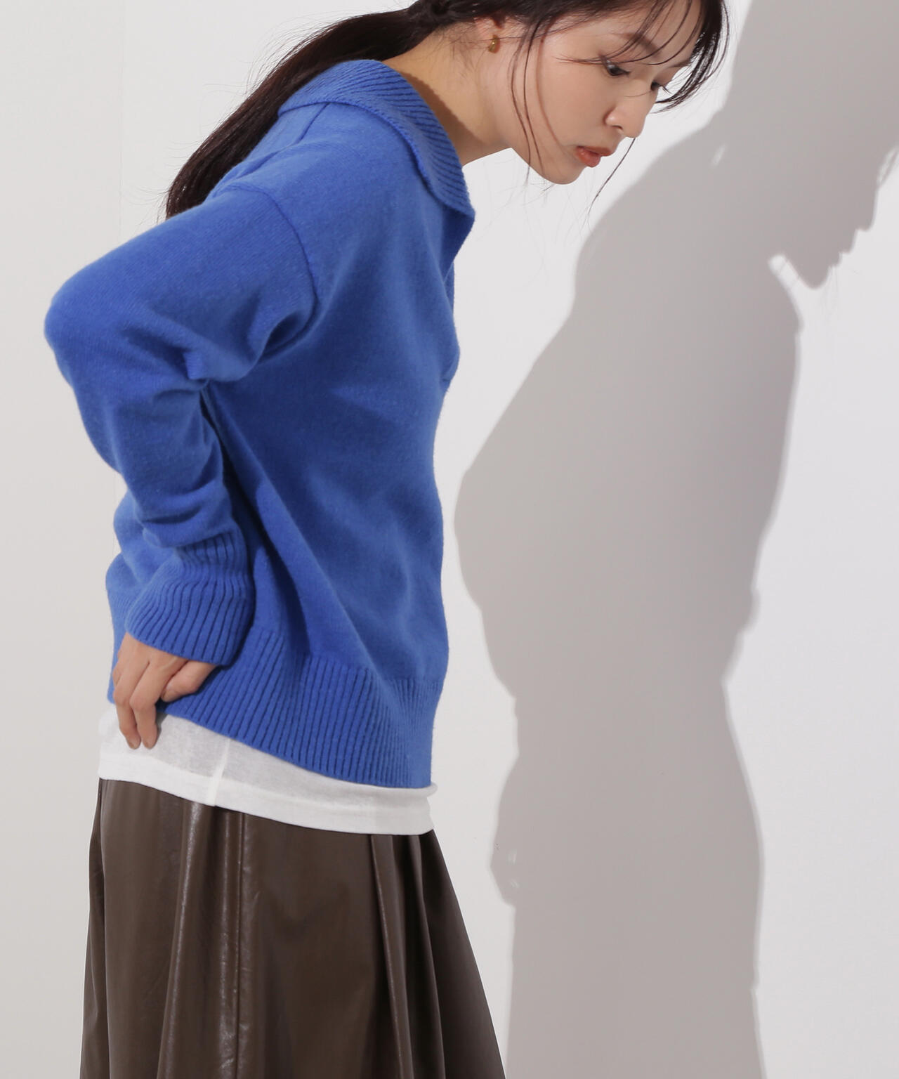 開襟ボクシーニット