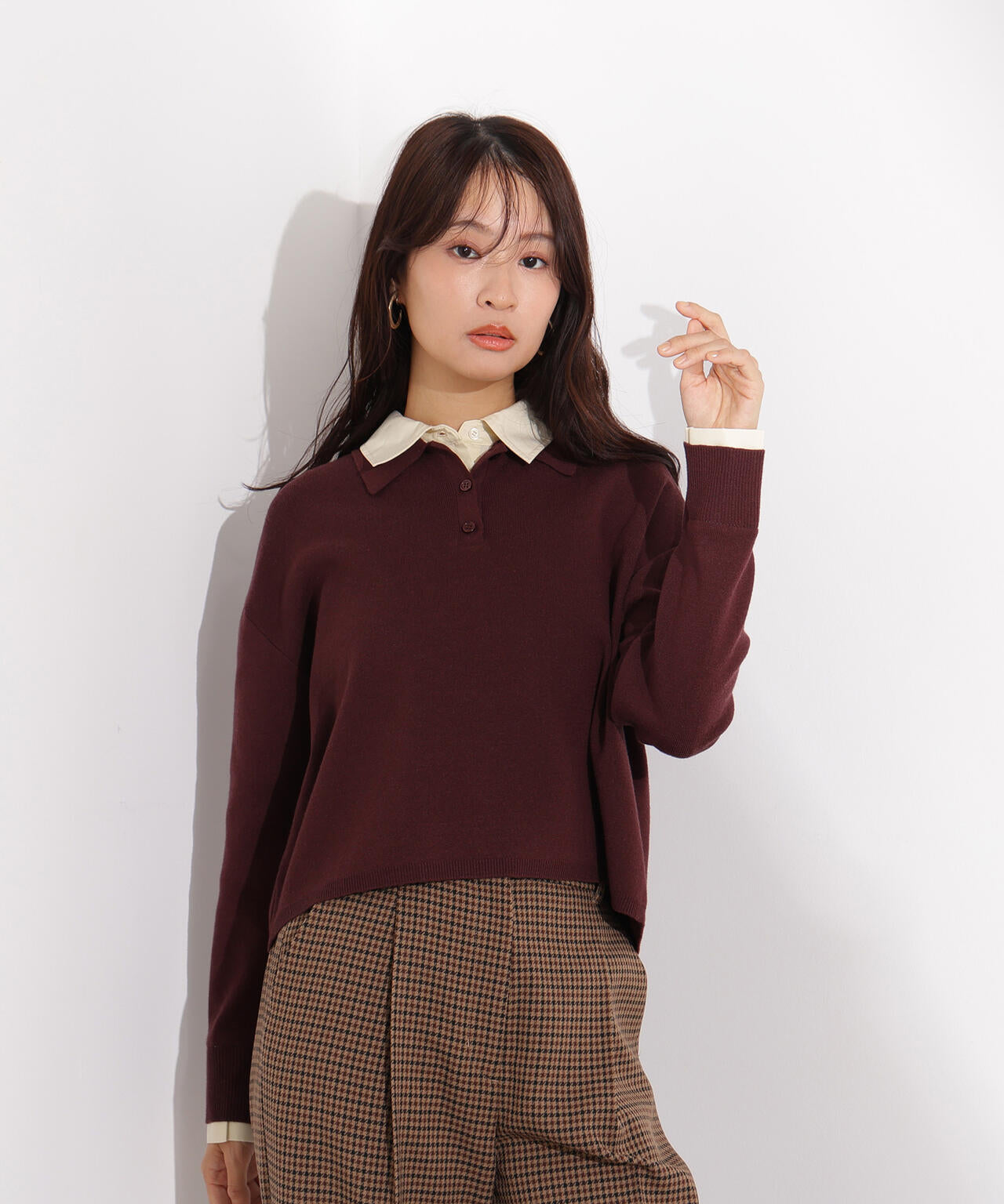 シャツレイヤードニット