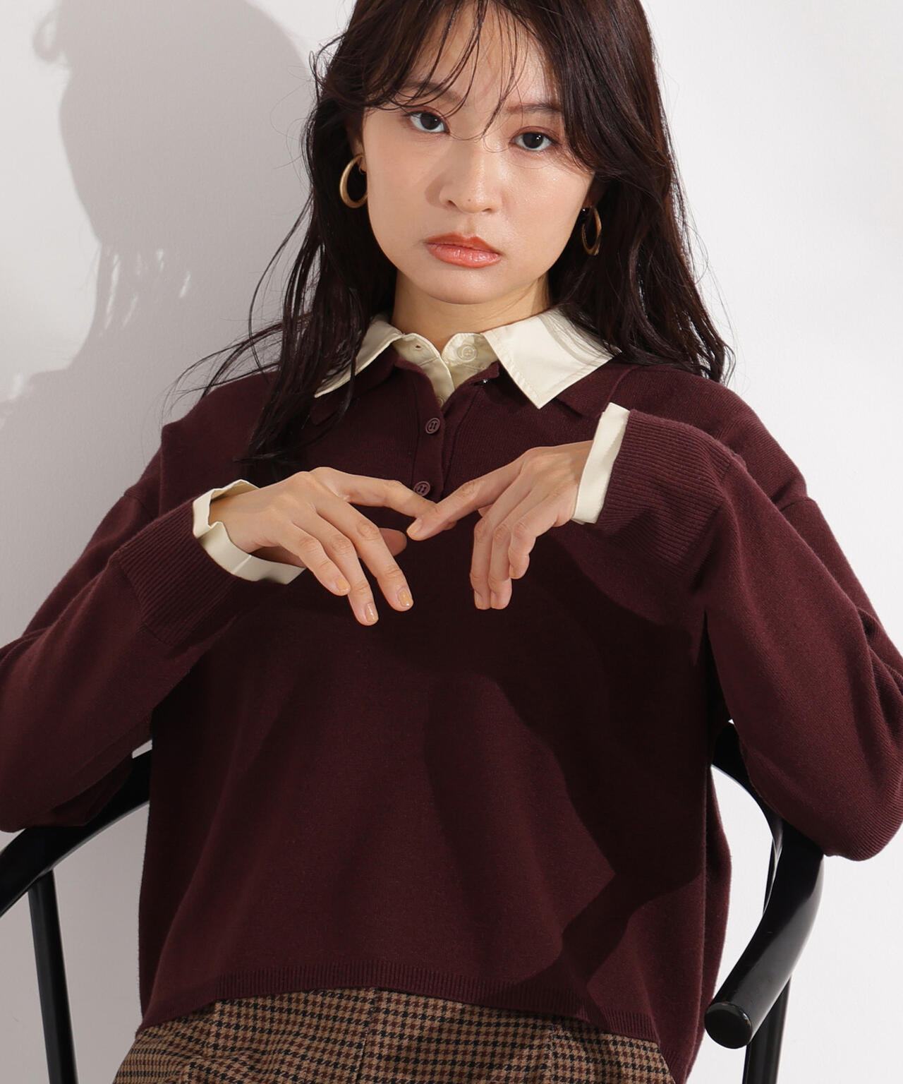 シャツレイヤードニット