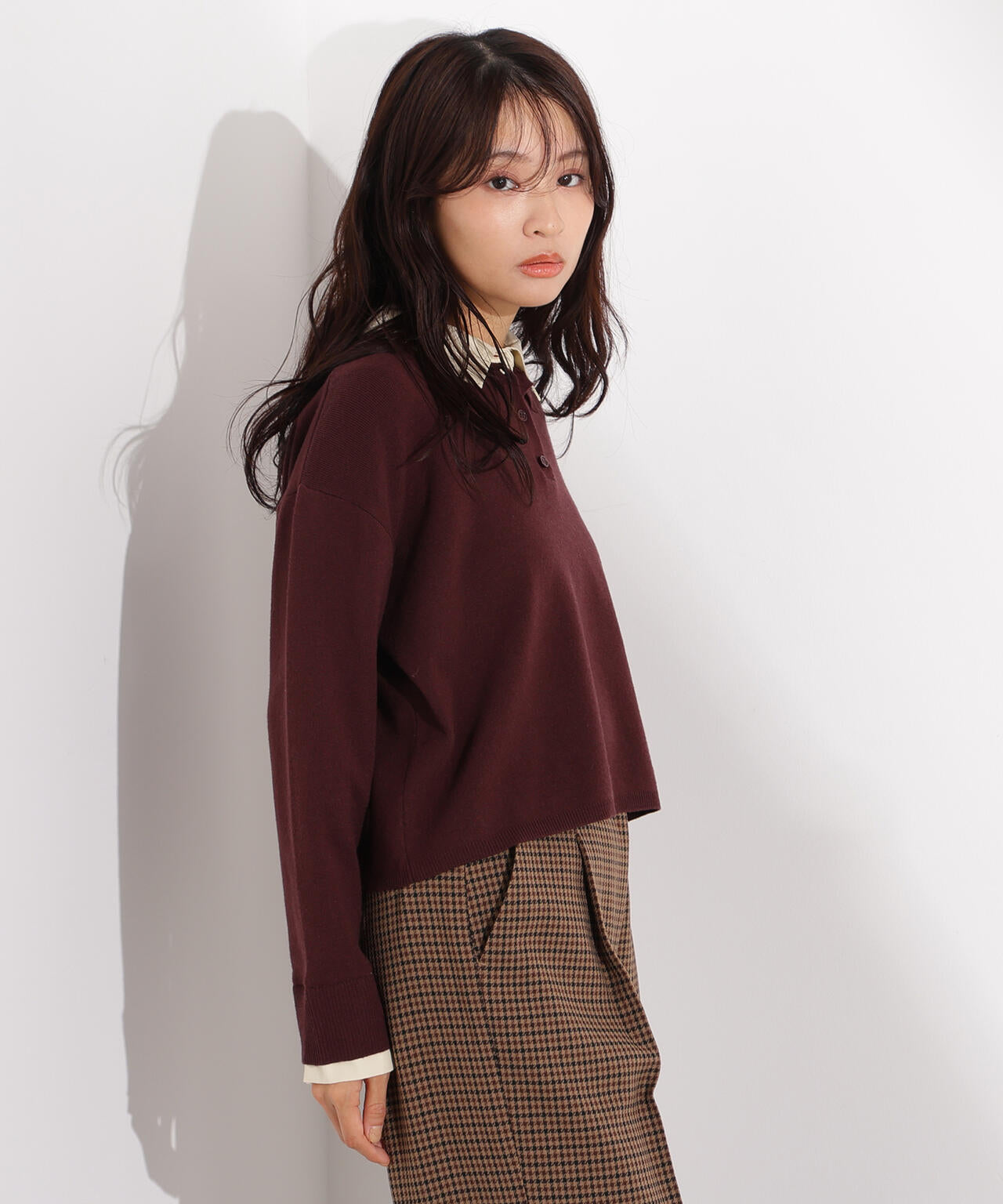 シャツレイヤードニット