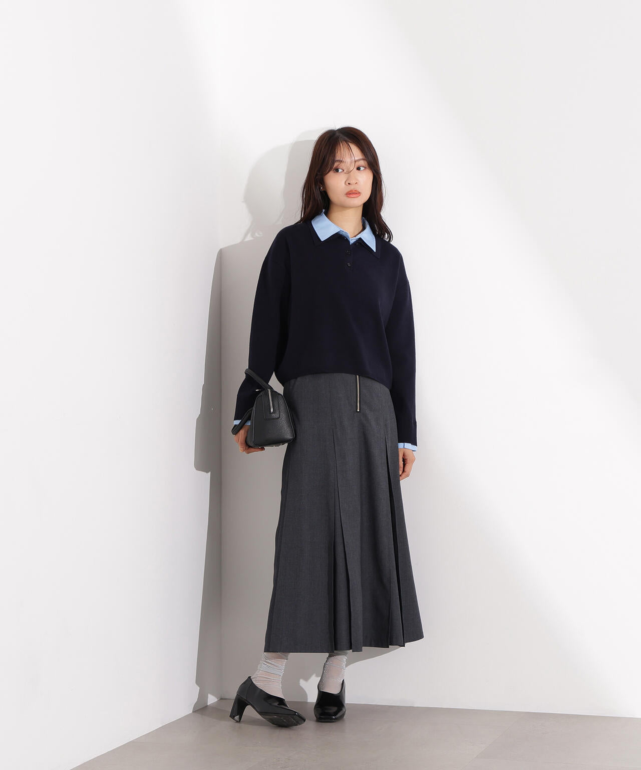 シャツレイヤードニット