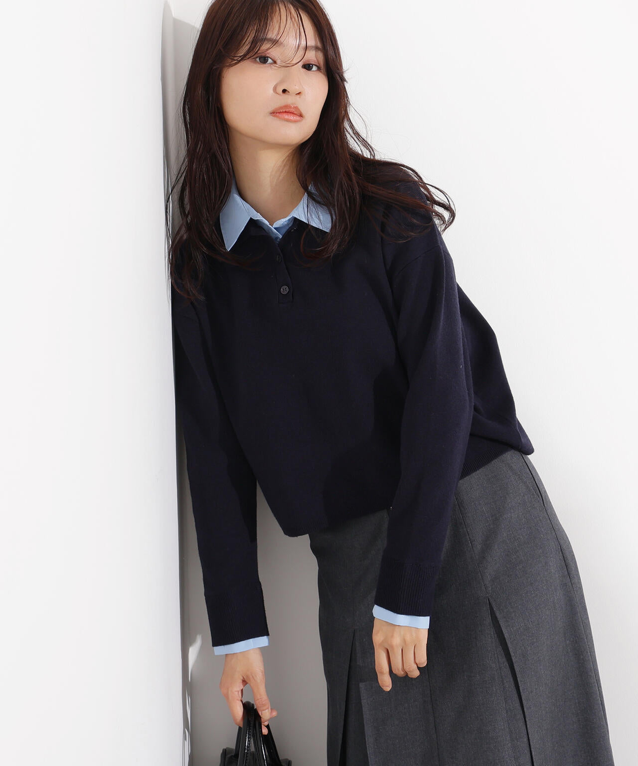 シャツレイヤードニット