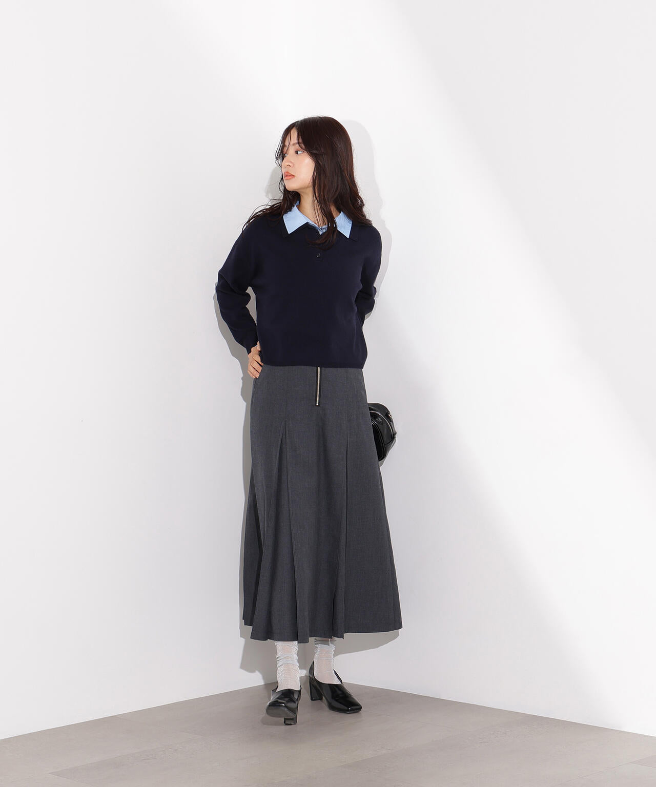 シャツレイヤードニット