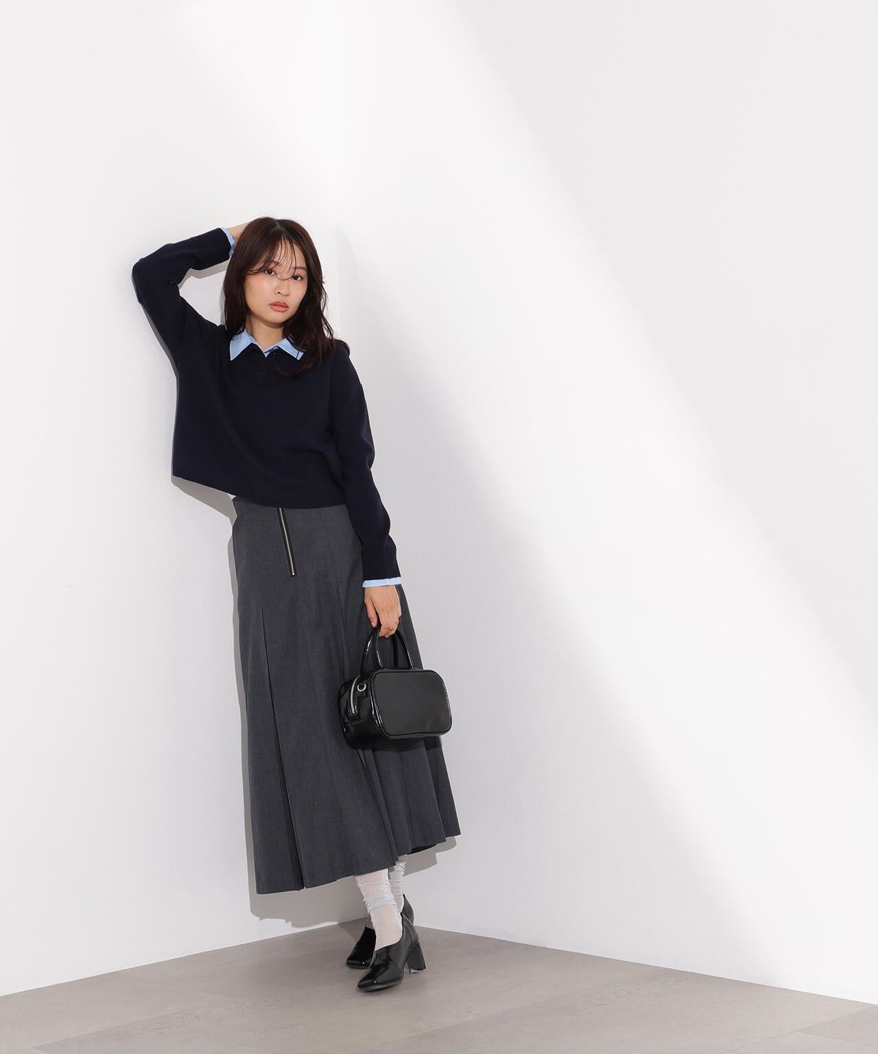 シャツレイヤードニット