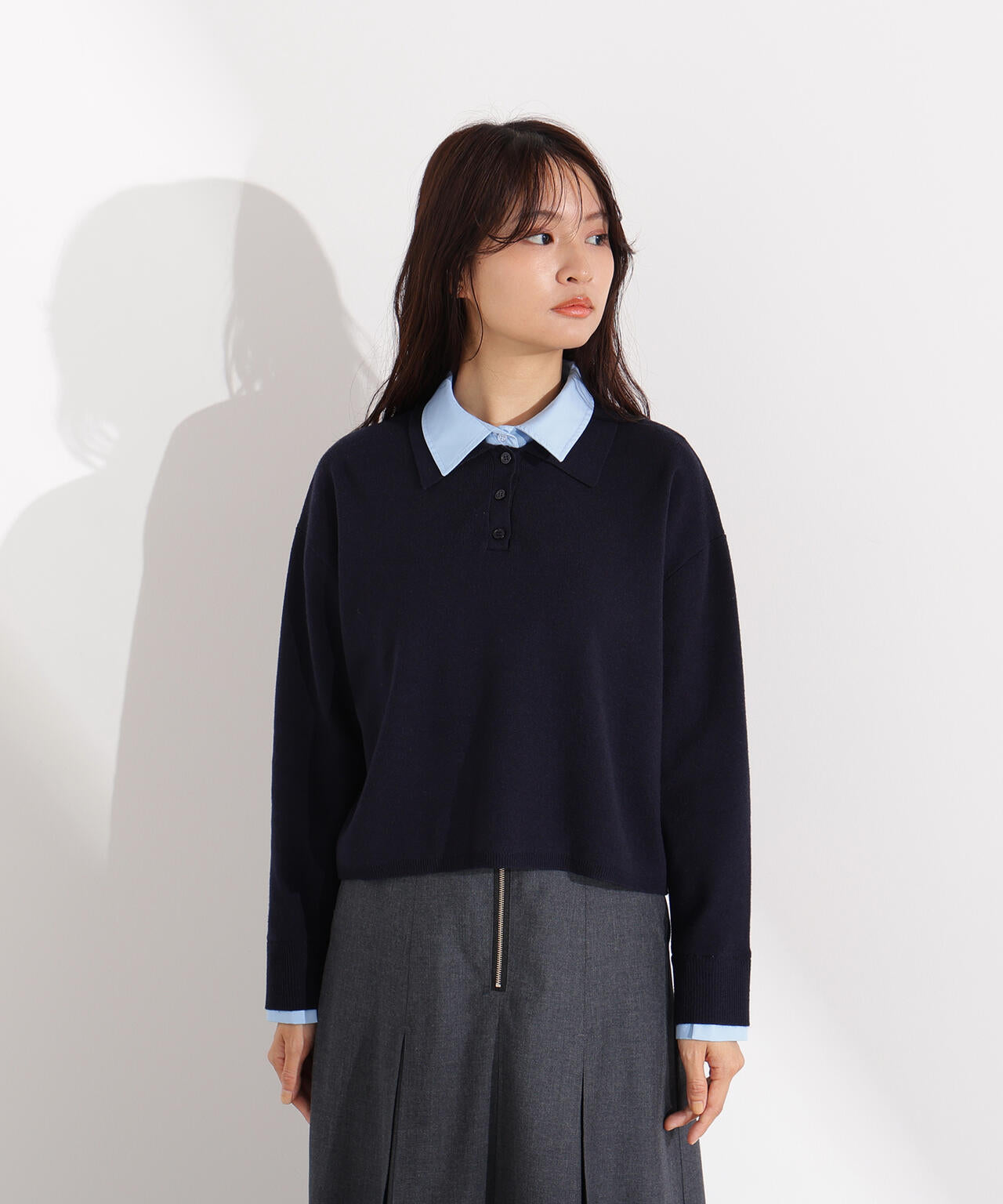 シャツレイヤードニット