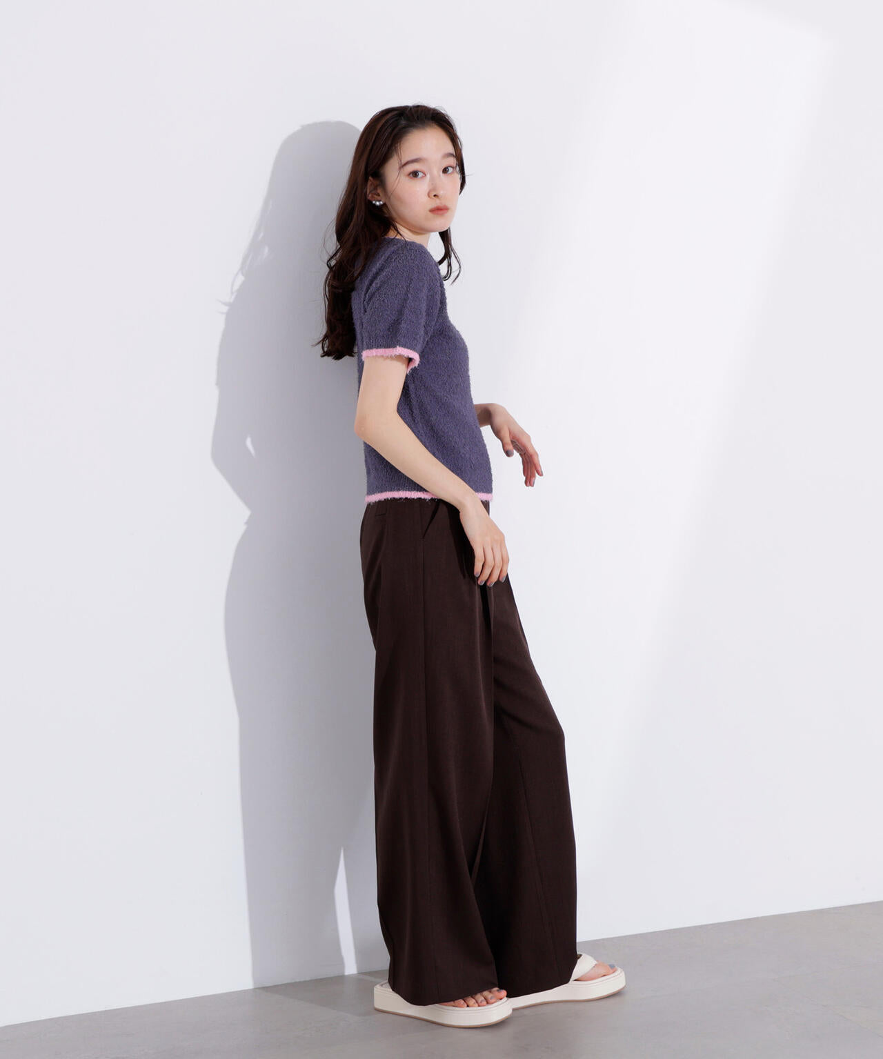 【新品】DOUBLE STANDARD CLOTHING バイカラーフリルニット 新品】DOUBLE STANDARD CLOTHING バイカラーフリルニット