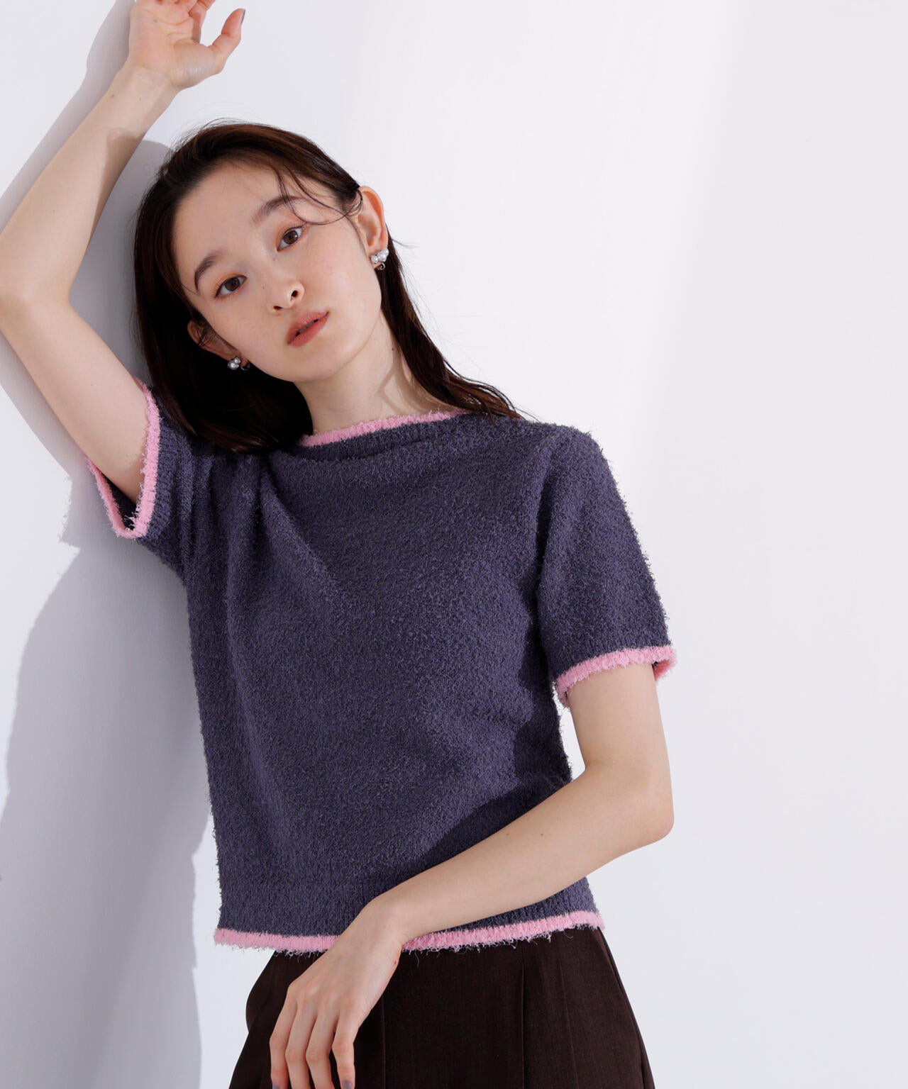 【新品】DOUBLE STANDARD CLOTHING バイカラーフリルニット 新品】DOUBLE STANDARD CLOTHING バイカラーフリルニット