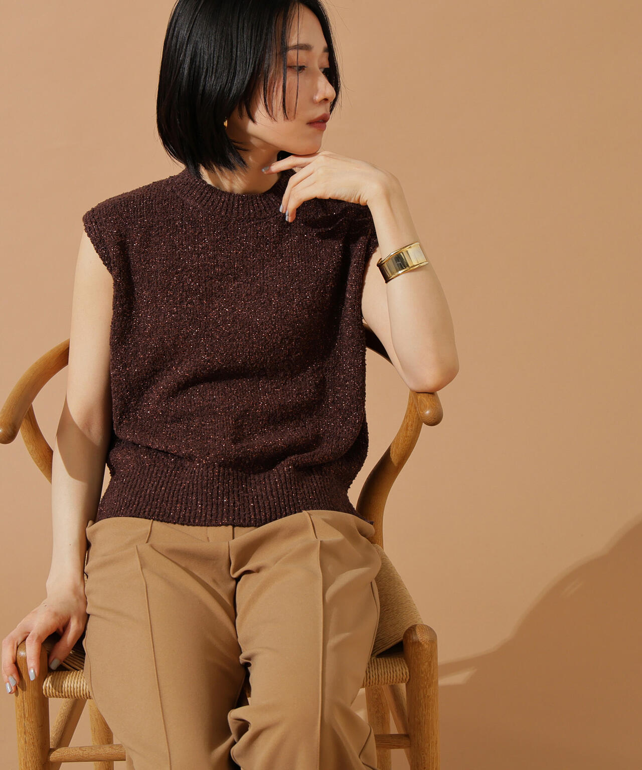 ラブティックボンボン クールタッチUVオフショルフレンチニット