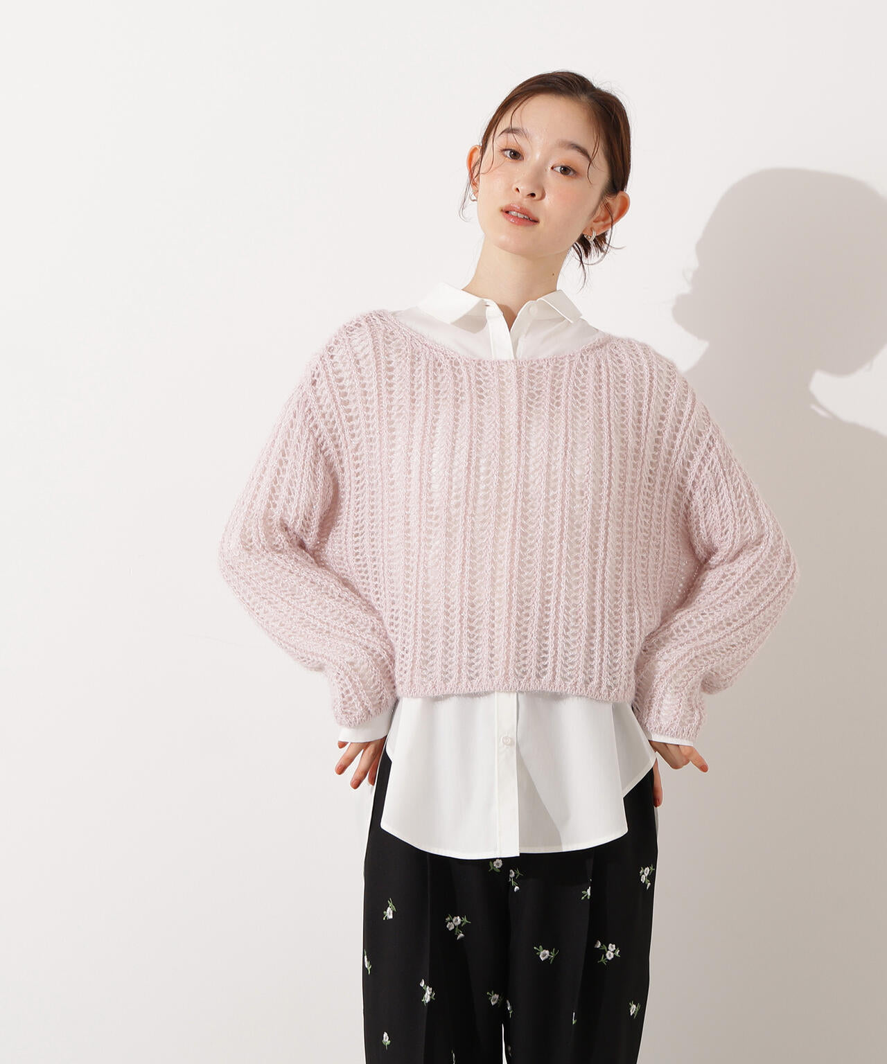 【小室安未さん着用】クロップド透かし編みニット