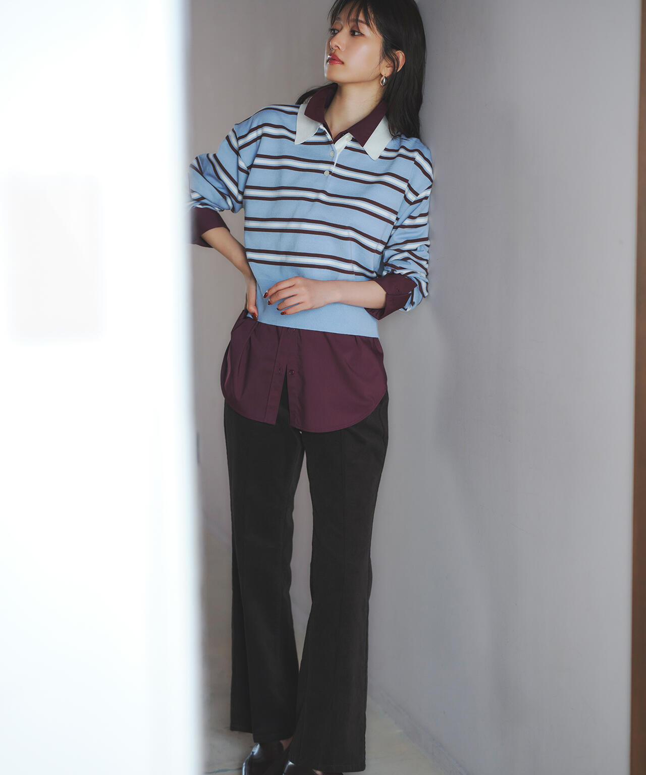 未使用 多部未華子着用 miette ボーダーT 対岸の家事 パープル スリット 未使用 多部未華子着用 miette ボーダーT 対岸の家事 パープル