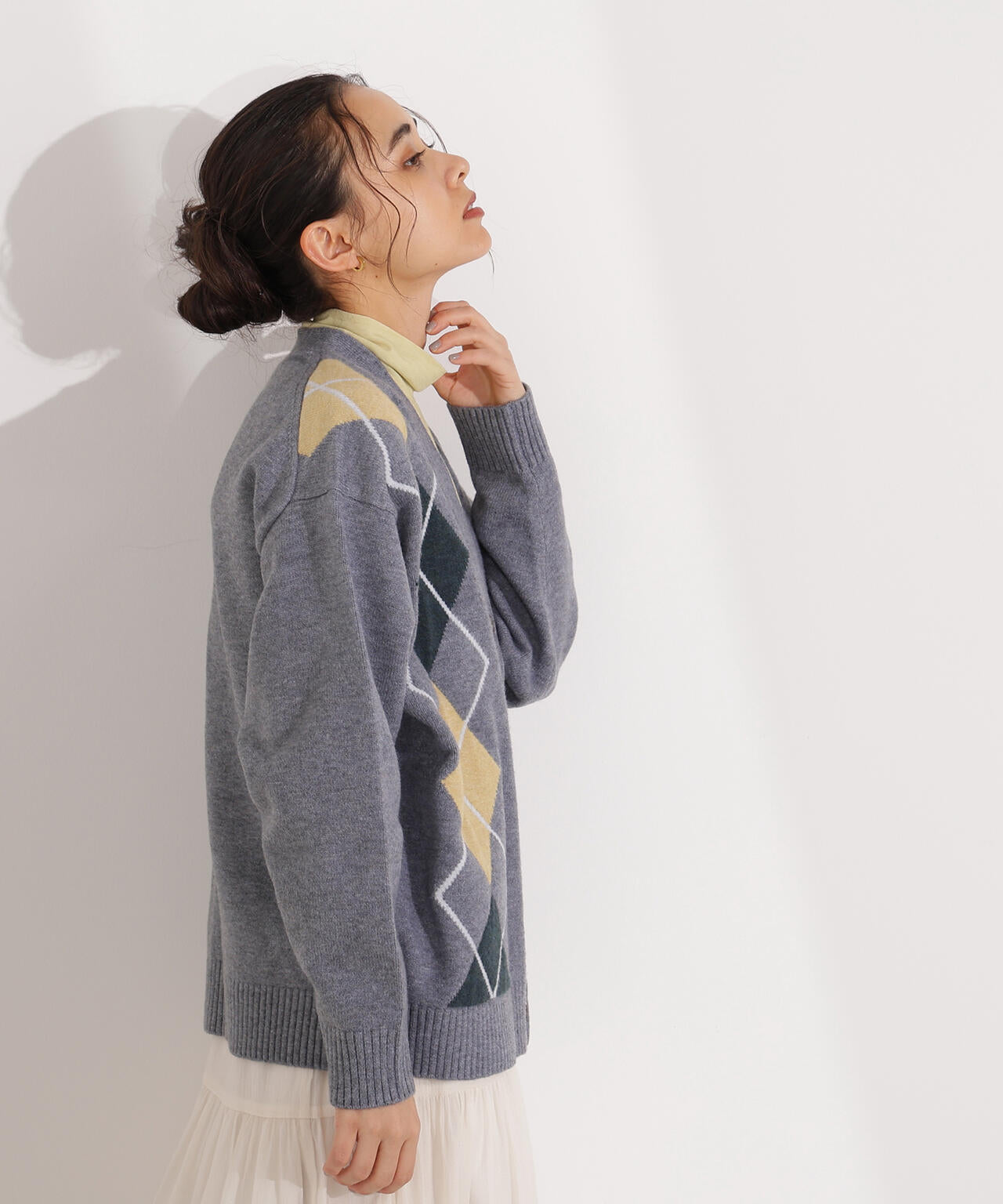 岸本セシルさん着用】アーガイルニットカーディガン | N. Natural