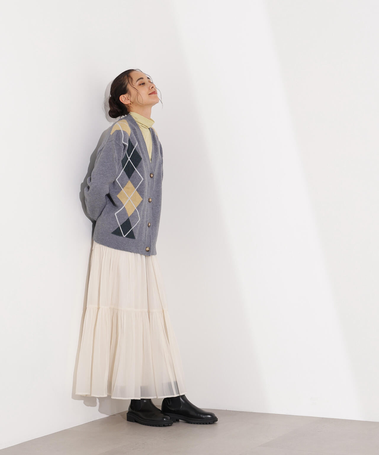 【岸本セシルさん着用】アーガイルニットカーディガン