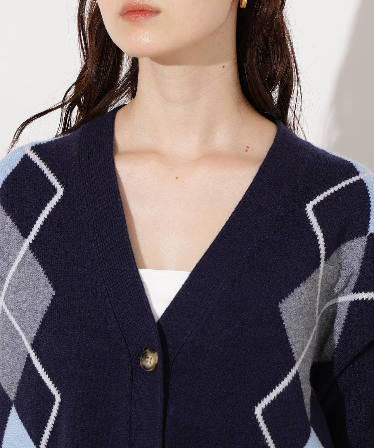 【岸本セシルさん着用】アーガイルニットカーディガン