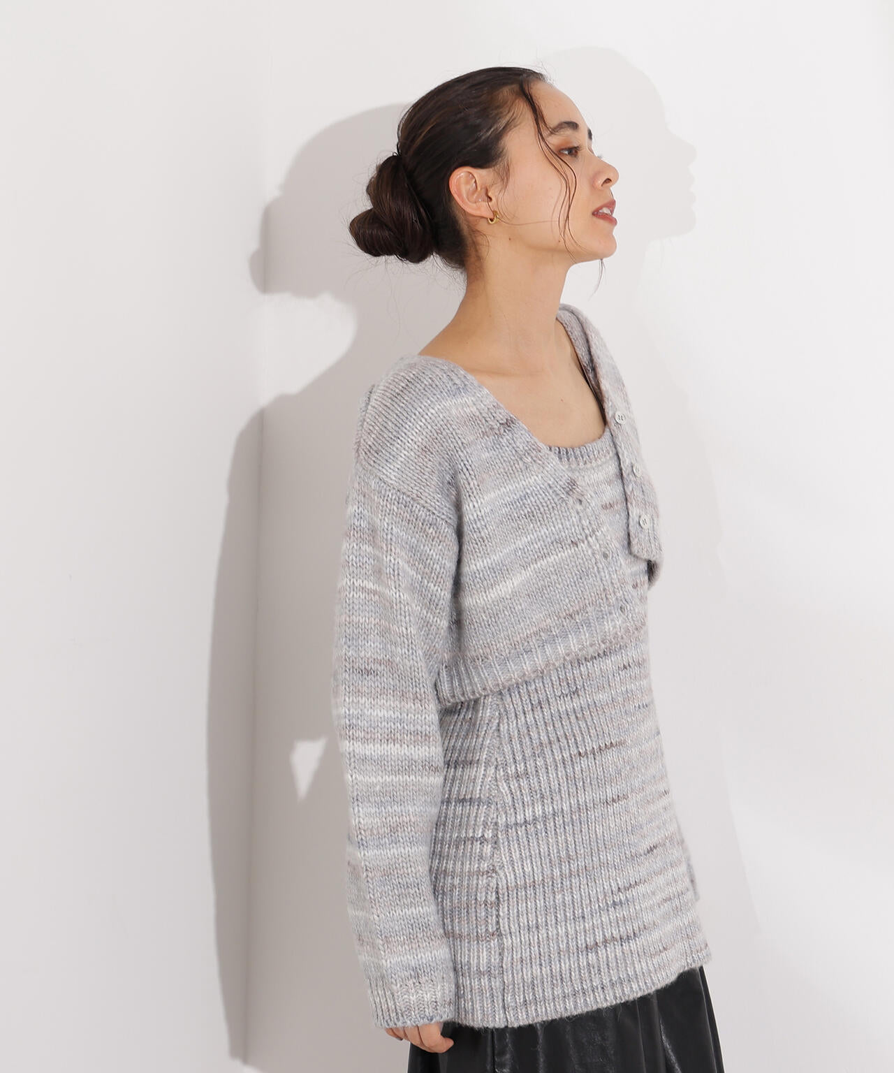 ミックスカラーチュニック＆ショートカーディガン