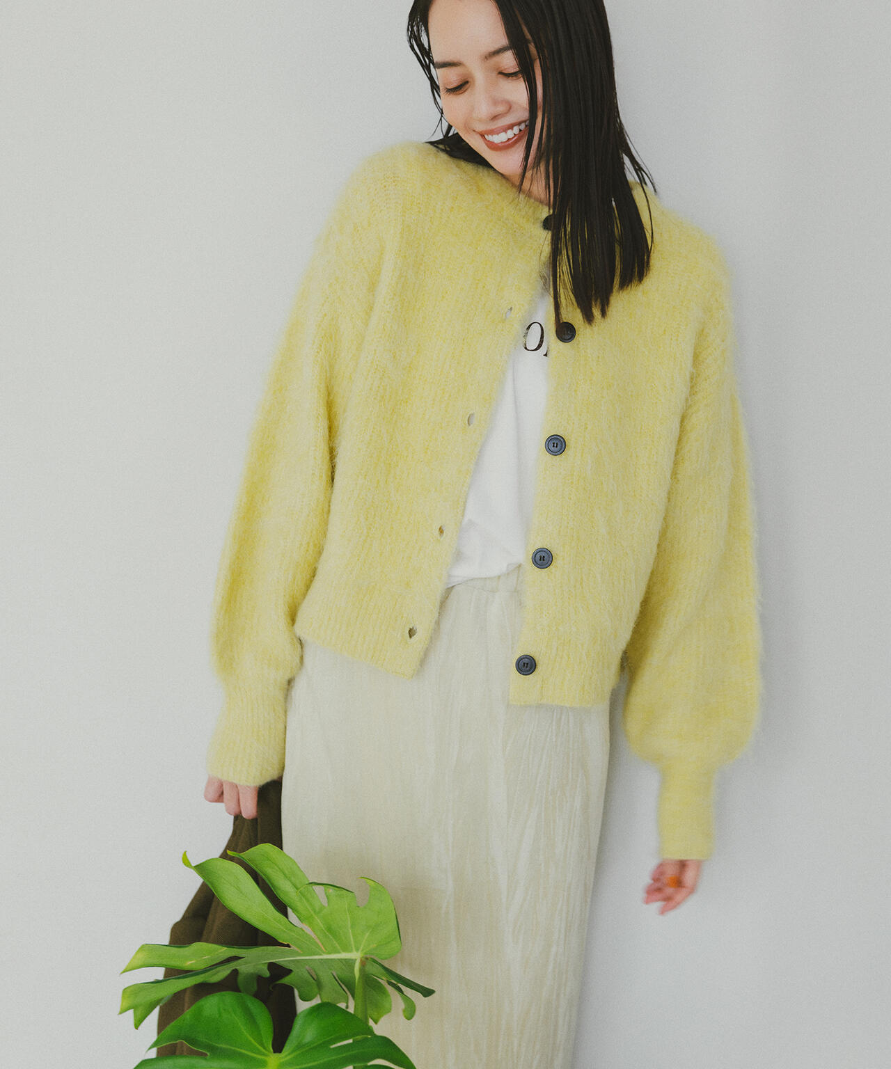 【岸本セシルさん着用】クルーネックフェザーカーディガン《ピンク：LUMINE・LUCUA・official site限定》