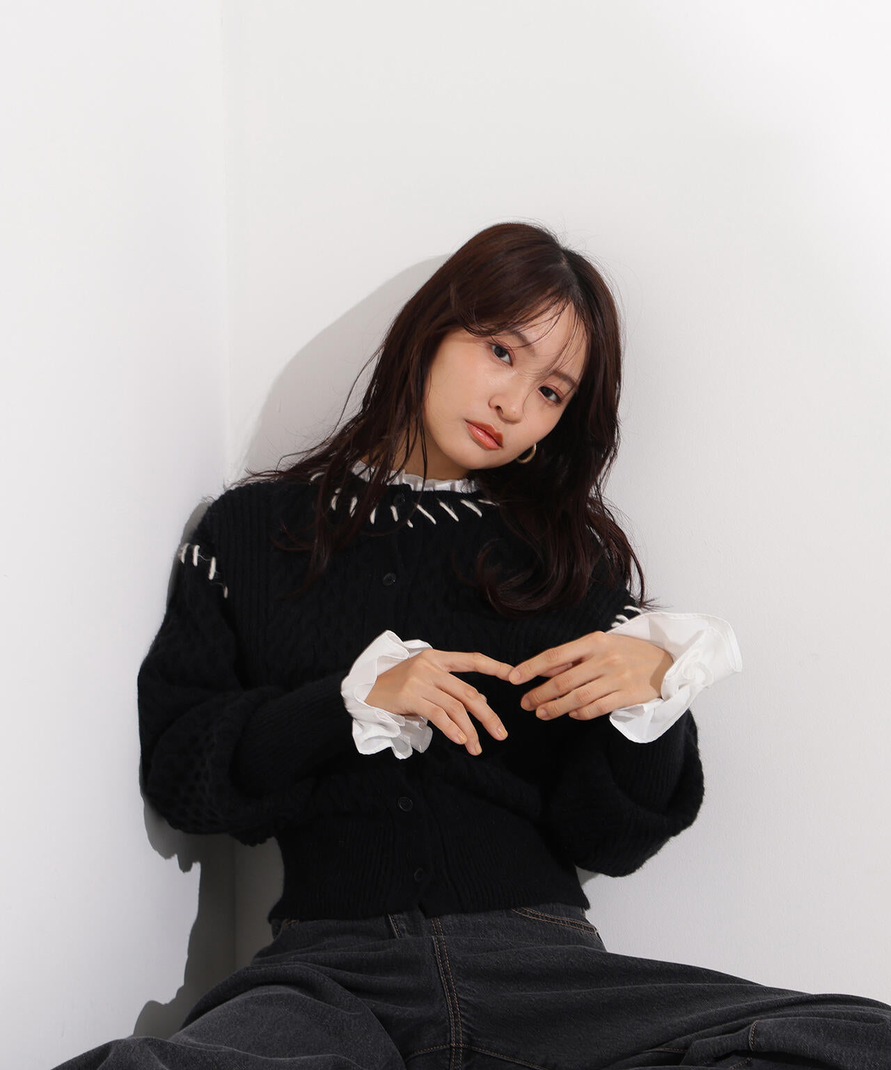 岸本セシルさん着用】ケーブルステッチカーディガン | N. Natural