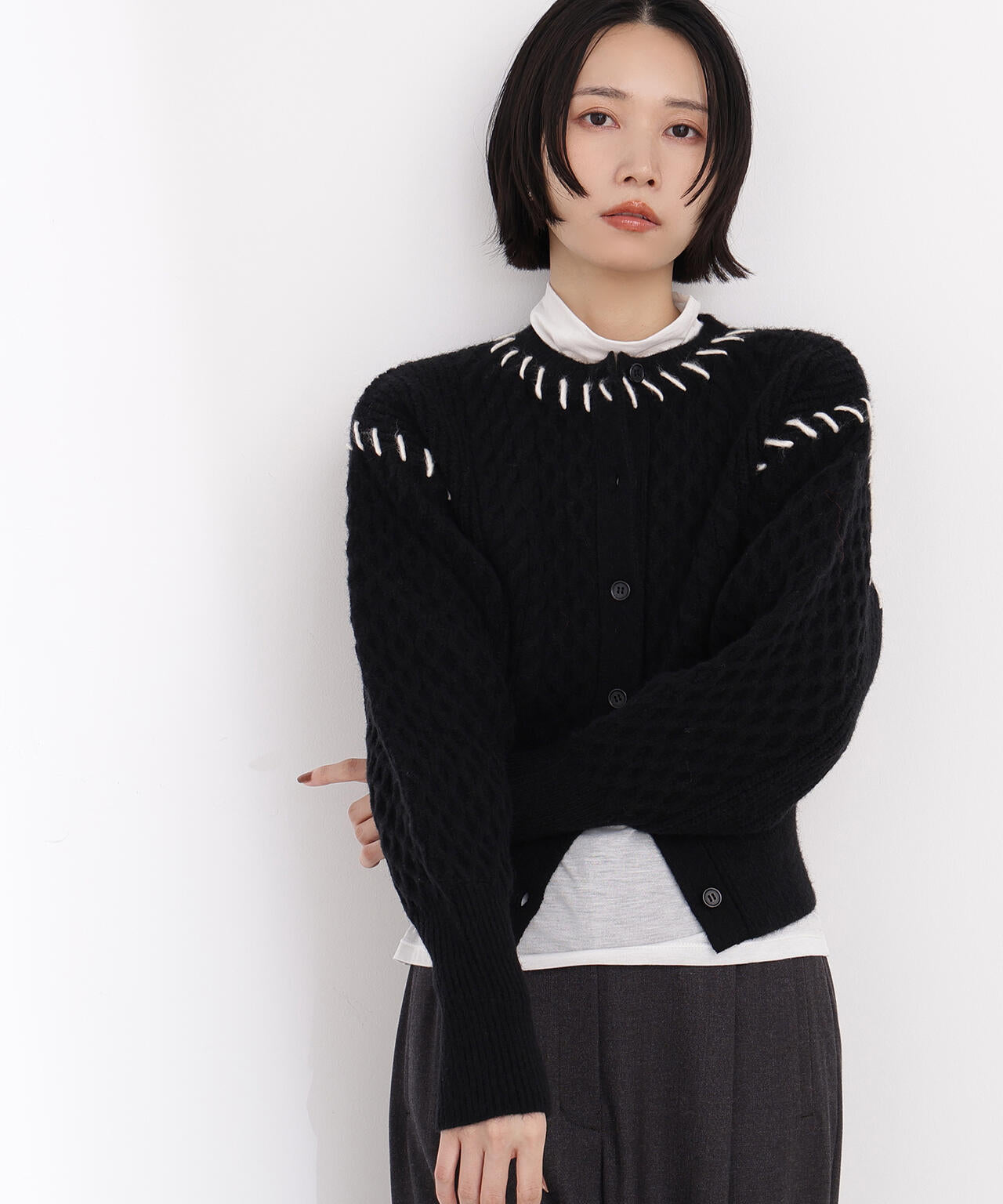 岸本セシルさん着用】ケーブルステッチカーディガン | N. Natural