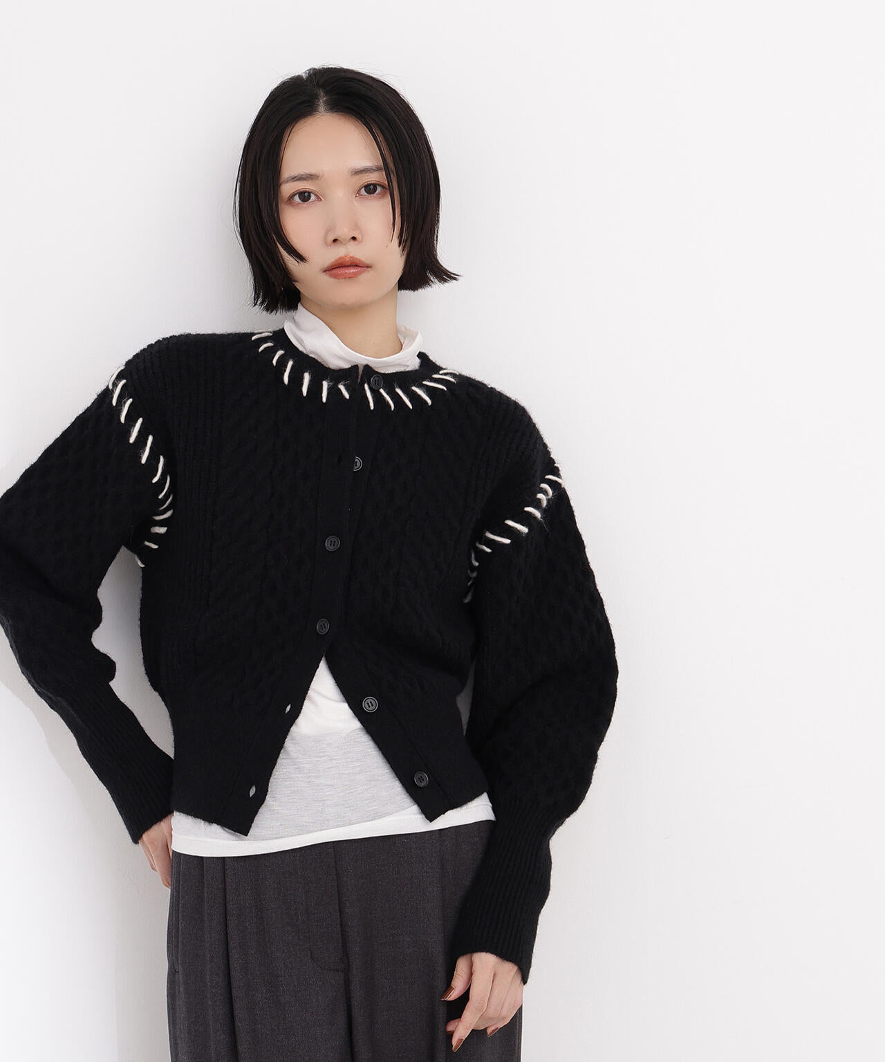 BEAUTY&YOUTH リブ編み ブラック カーディガン 近年モデル Cardigan｜TOPS｜ビューティー＆ユース（BEAUTY&YOUTH）｜WOMEN｜2024