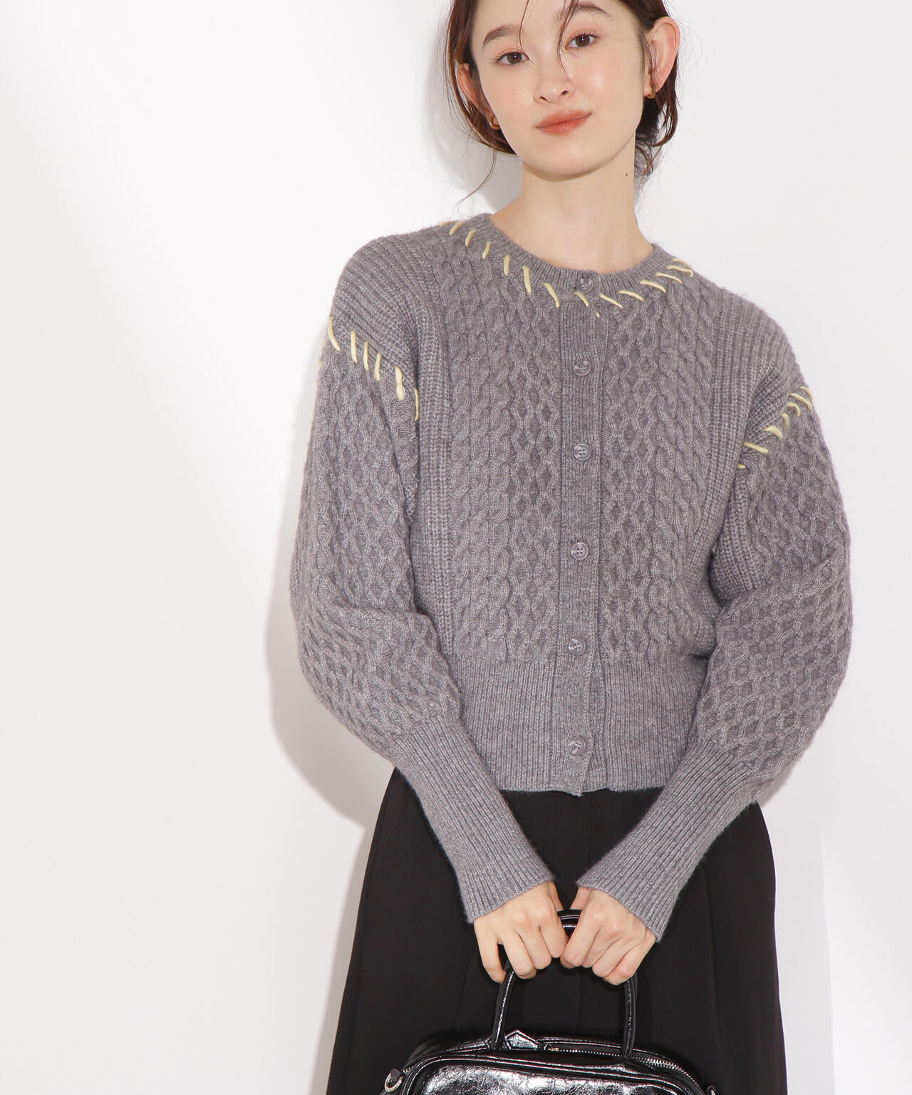 岸本セシルさん着用】ケーブルステッチカーディガン | N. Natural