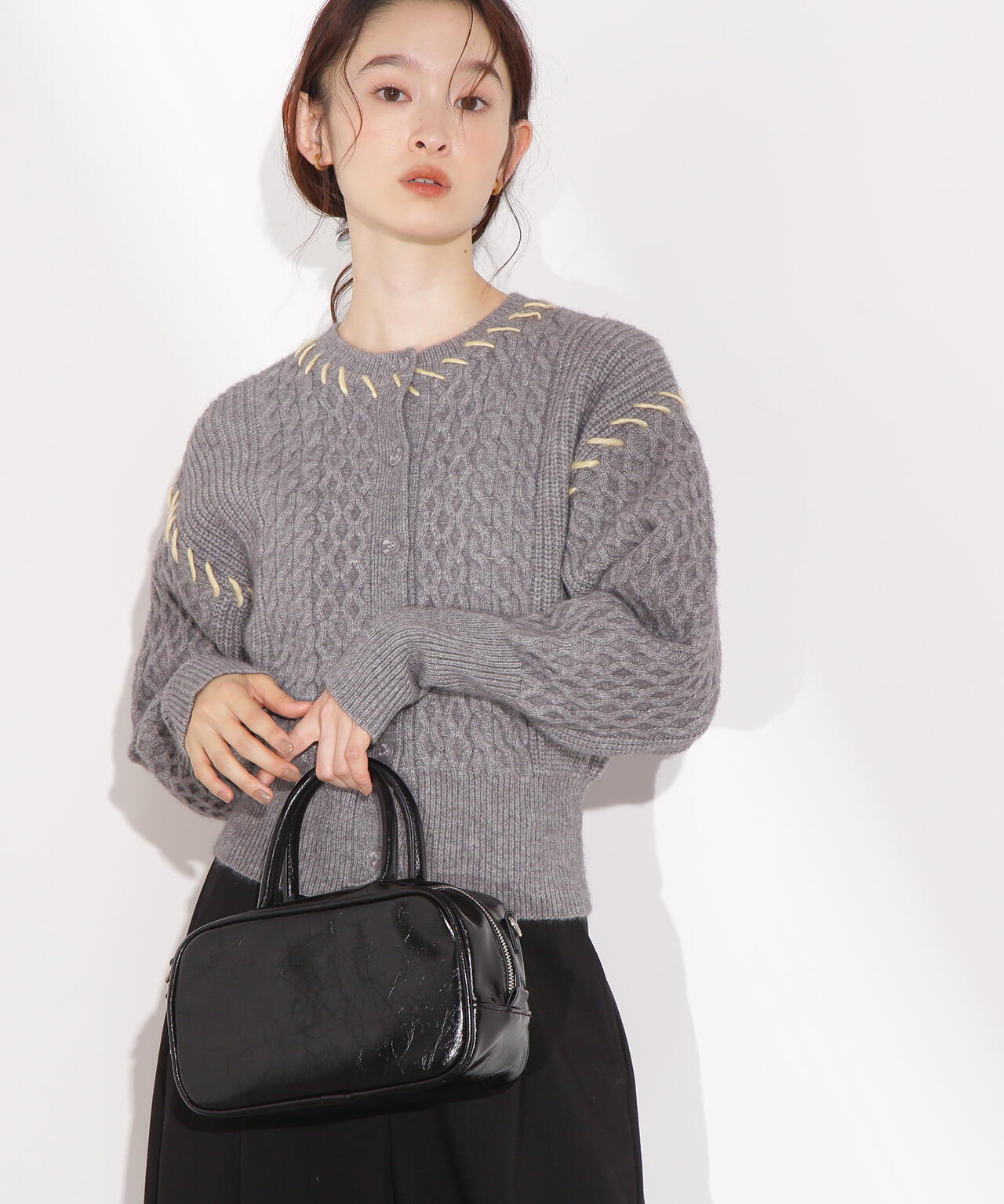 岸本セシルさん着用】ケーブルステッチカーディガン | N. Natural