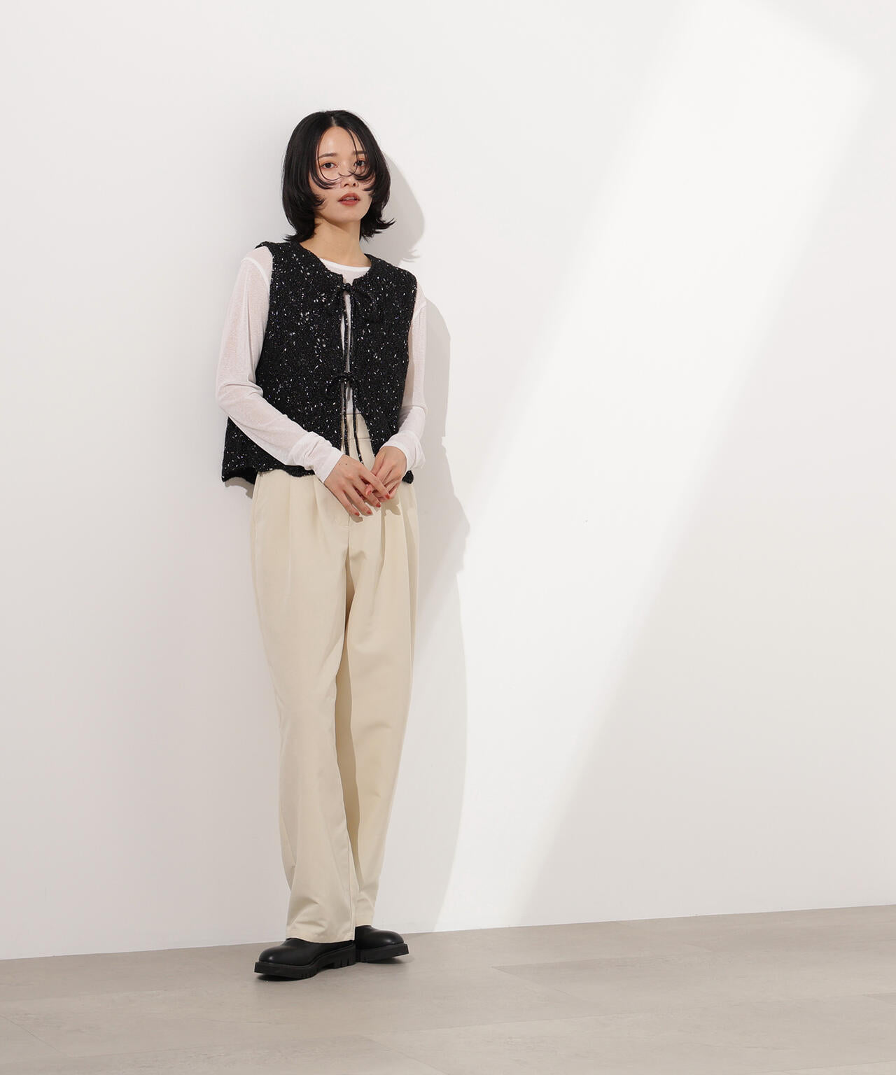 B155♡専用ページ♡ 小室安未さん着用】ラメネップ透かし編みジレ | N. Natural