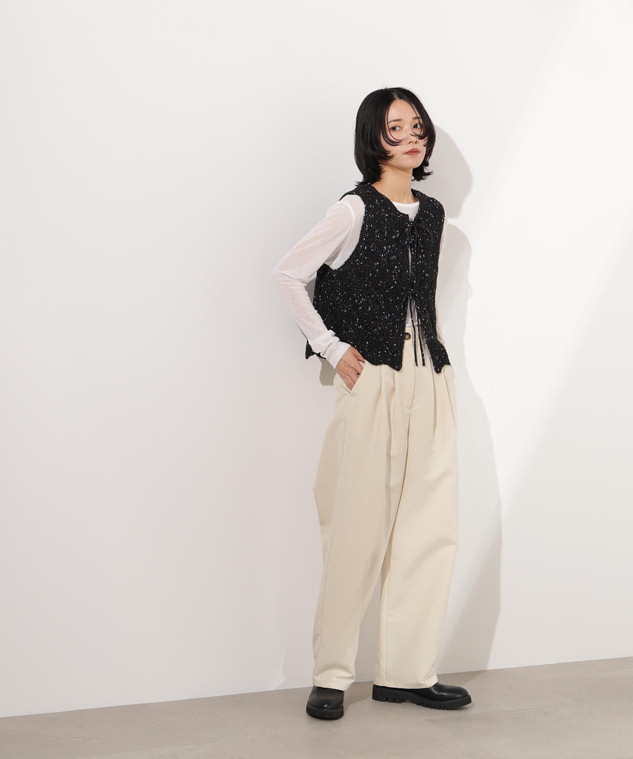 N♡ページ 小室安未さん着用】ラメネップ透かし編みジレ | N. Natural