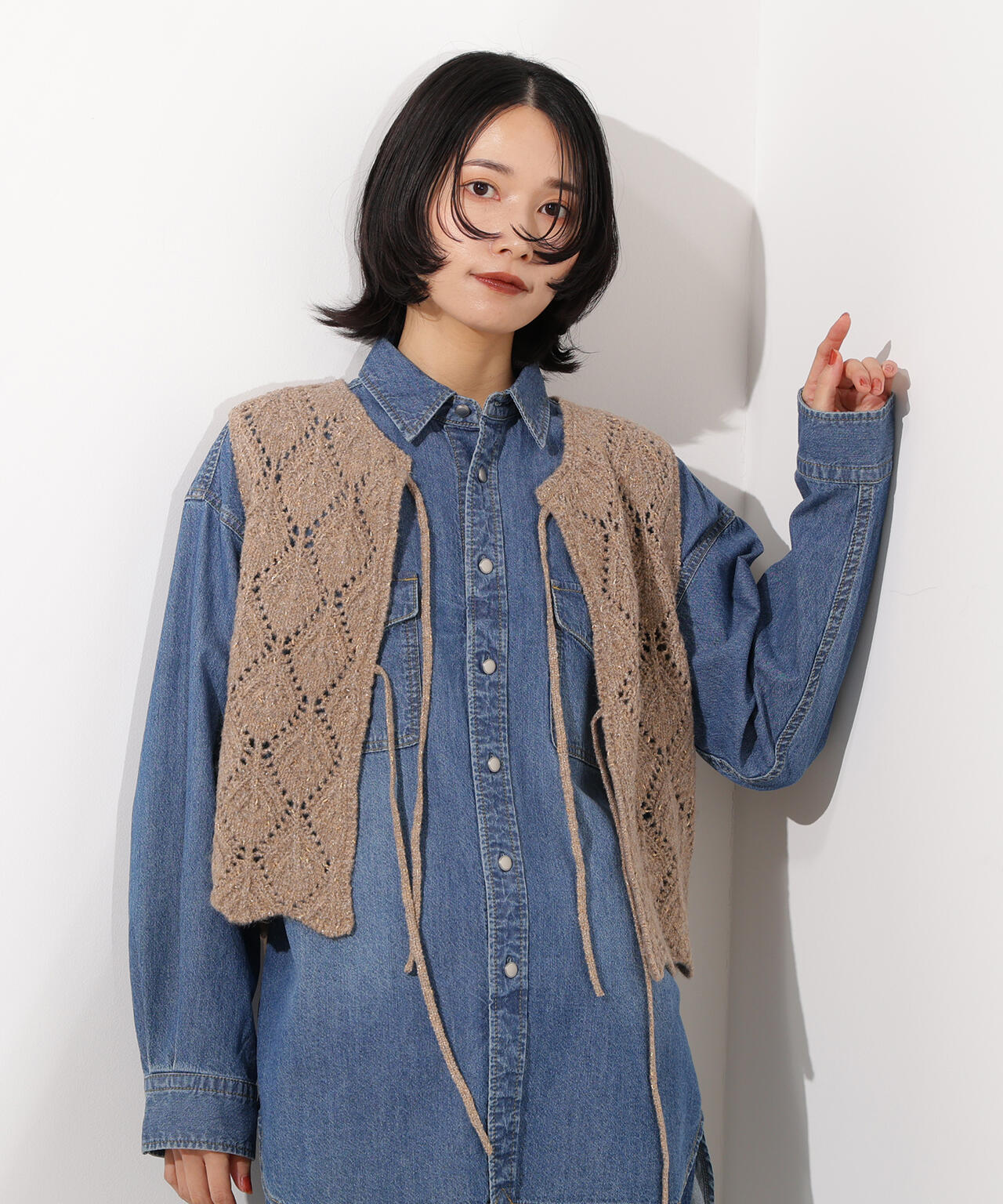 小室安未さん着用】ラメネップ透かし編みジレ | N. Natural