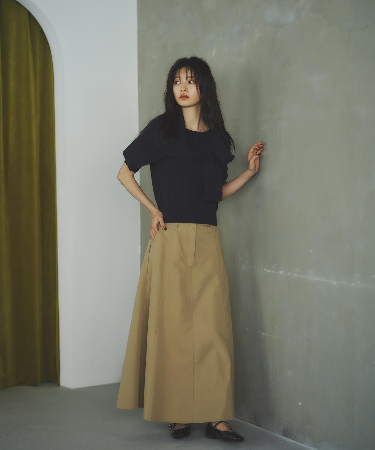 【小室安未さん着用】メタルボタンケーブルアンサンブル