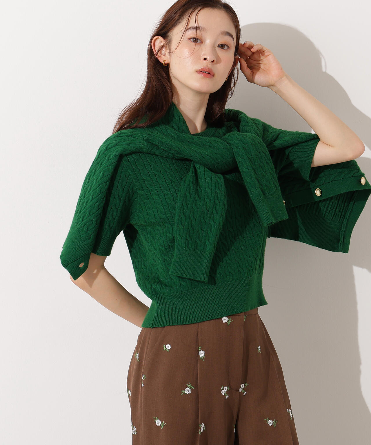 【小室安未さん着用】メタルボタンケーブルアンサンブル