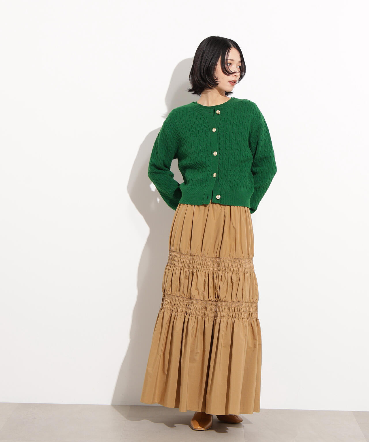 【小室安未さん着用】メタルボタンケーブルアンサンブル