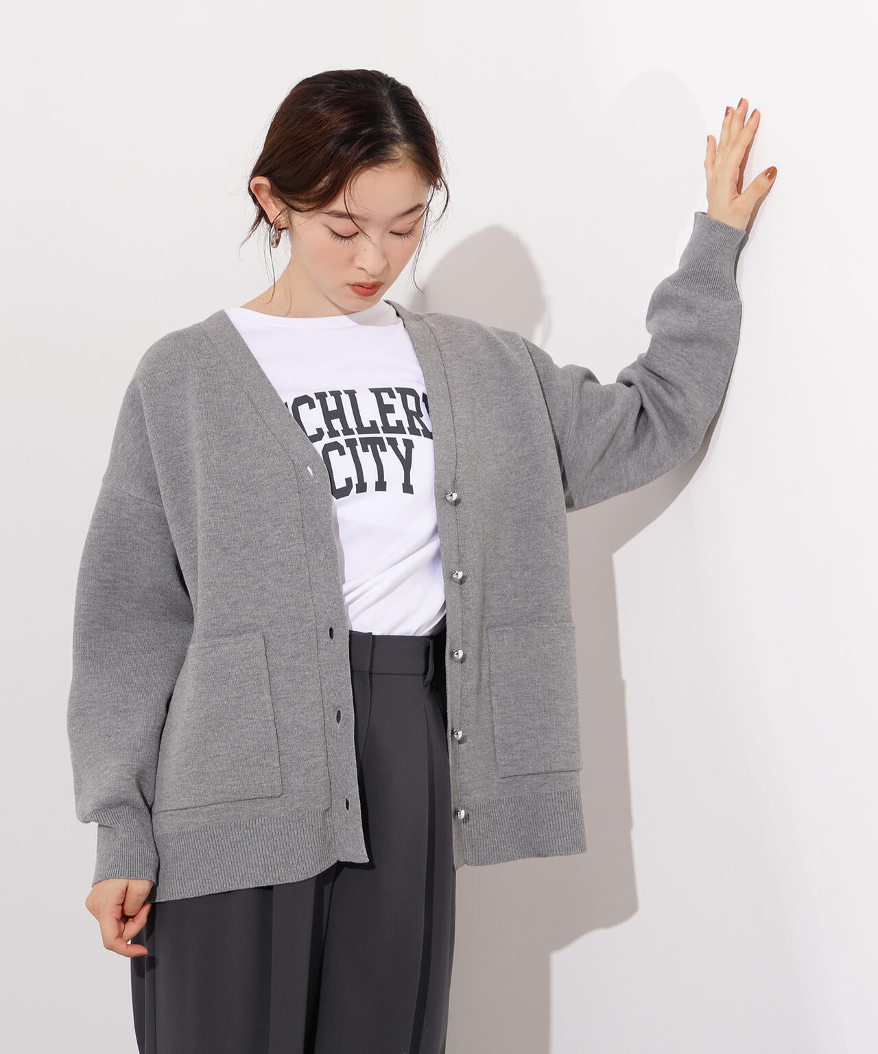 【小室安未さん着用】スウェットライクフォルムカーディガン