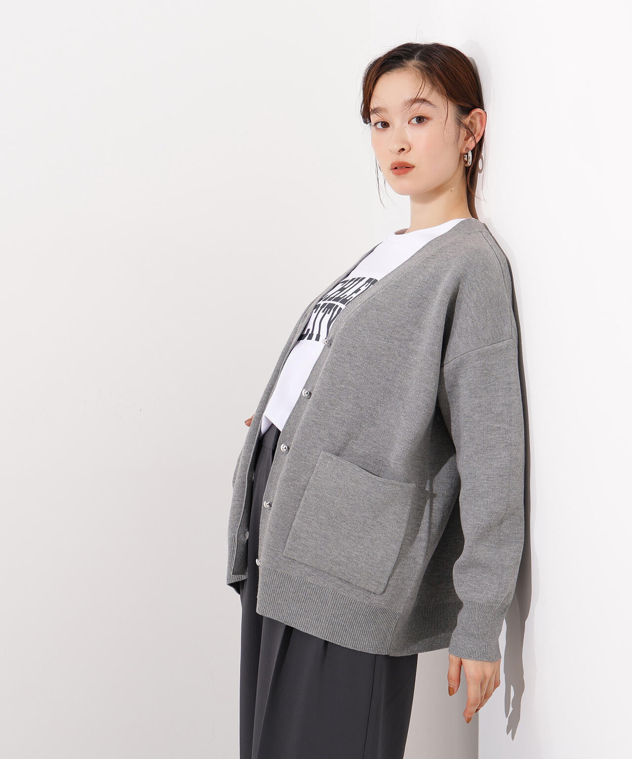 【小室安未さん着用】スウェットライクフォルムカーディガン