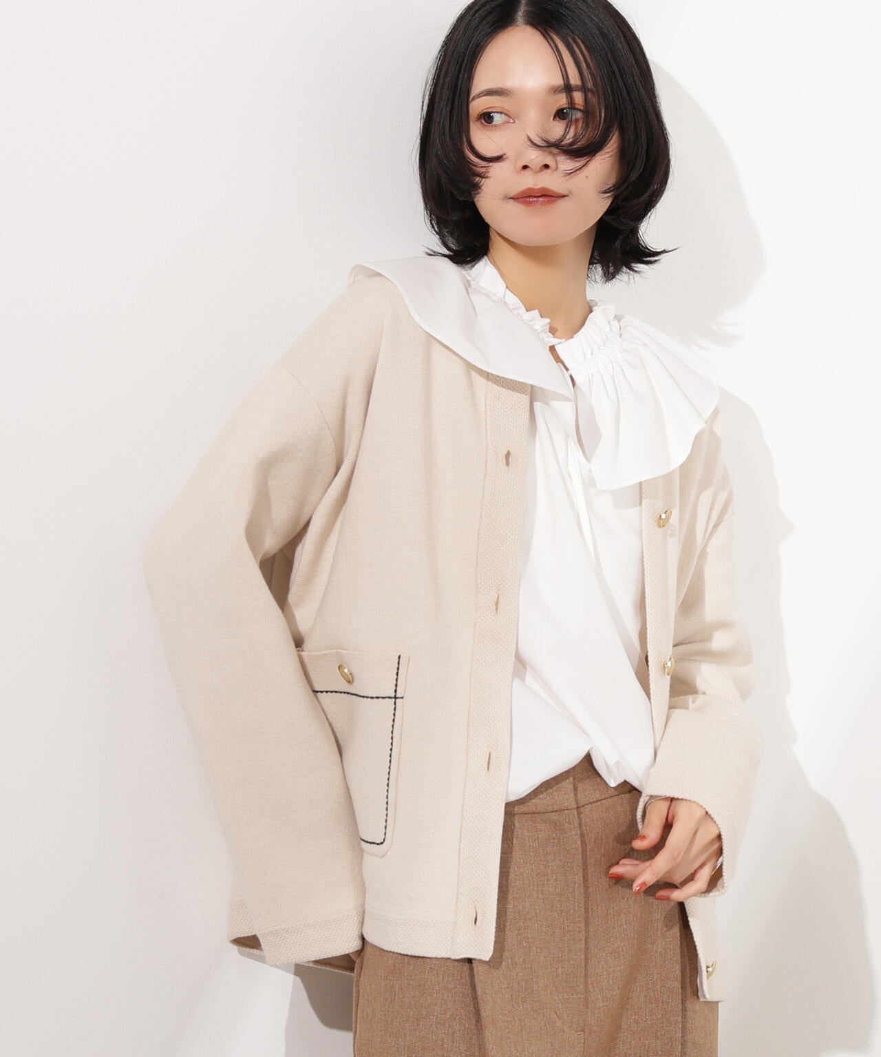 【新品タグ付き】N.Natural Beauty Basicベージュ ジャケット ライトテーラードダブルジャケット | N. Natural Beauty Basic