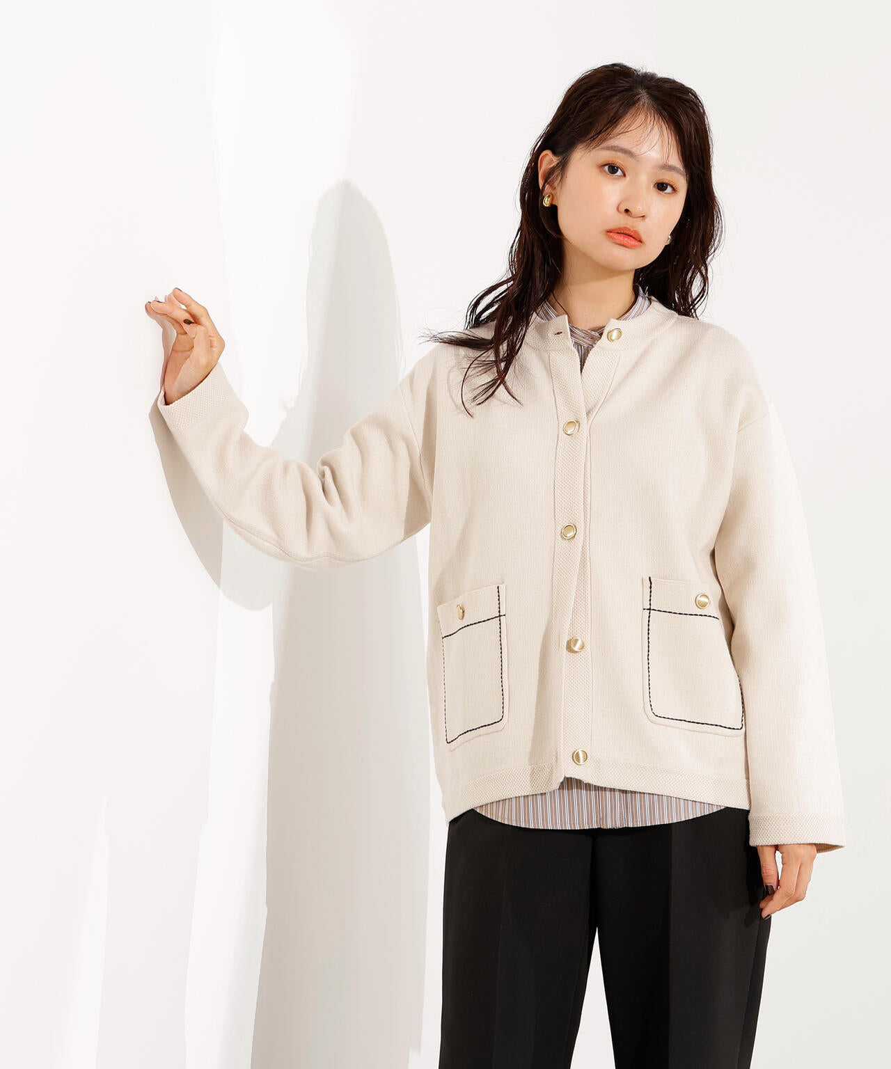 ミドル丈ニットジャケット