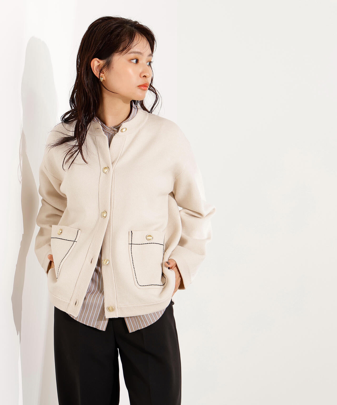 【新品タグ付き】N.Natural Beauty Basicベージュ ジャケット ミドル丈ニットジャケット | N. Natural Beauty Basic*（エヌ